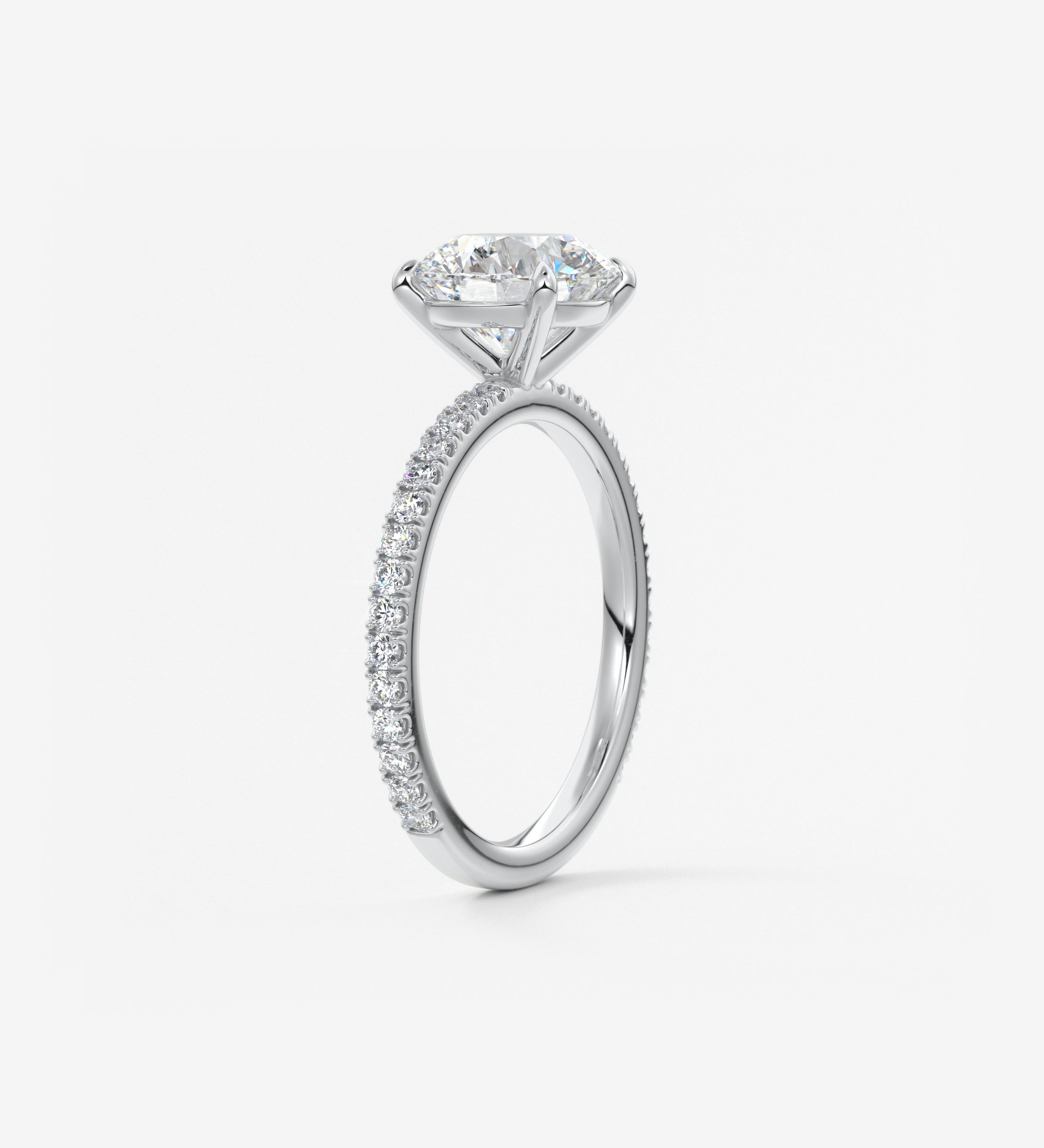Round Pave Lab Grown Diamond Engagement Ring
