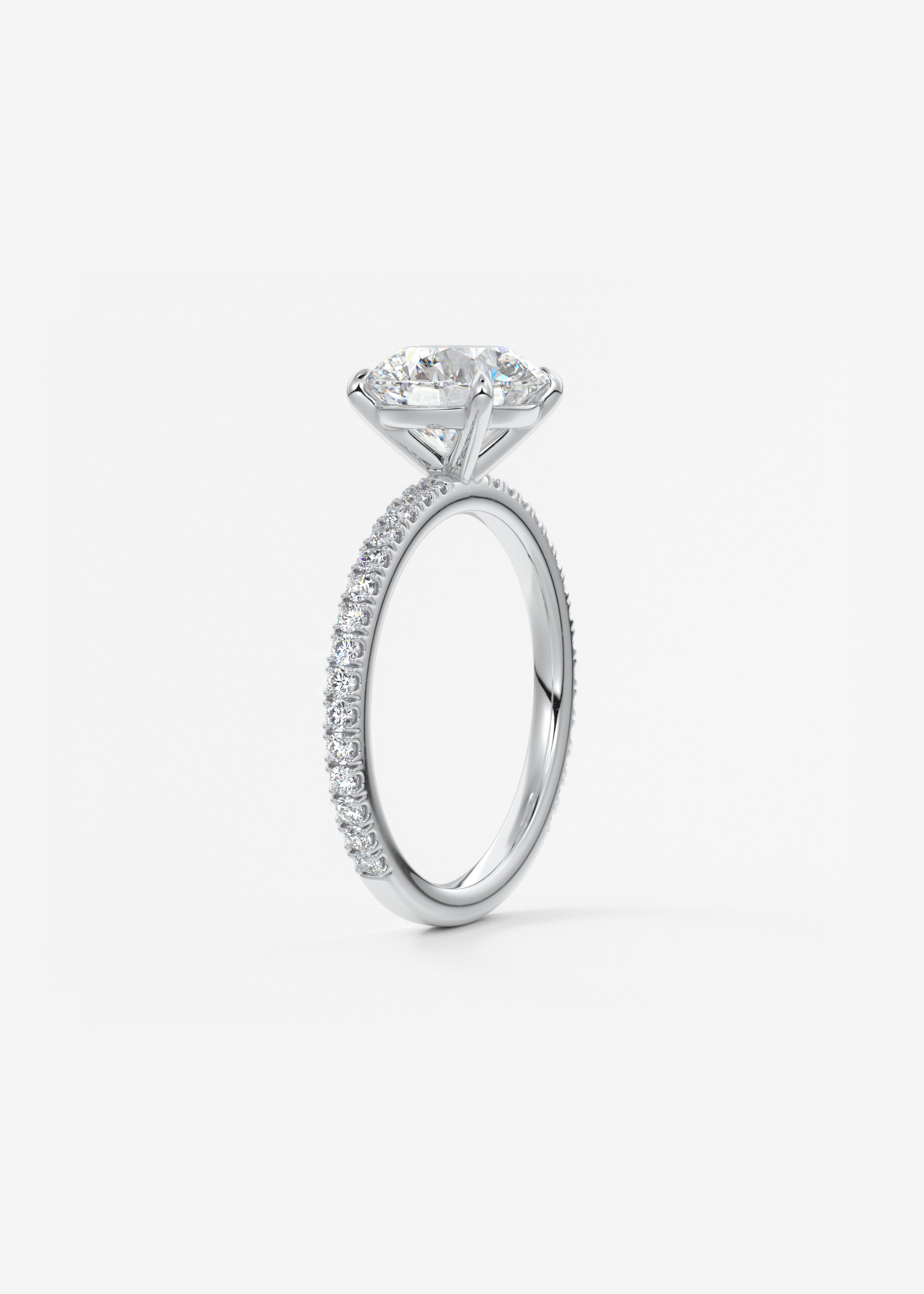 Round Pave Lab Grown Diamond Engagement Ring