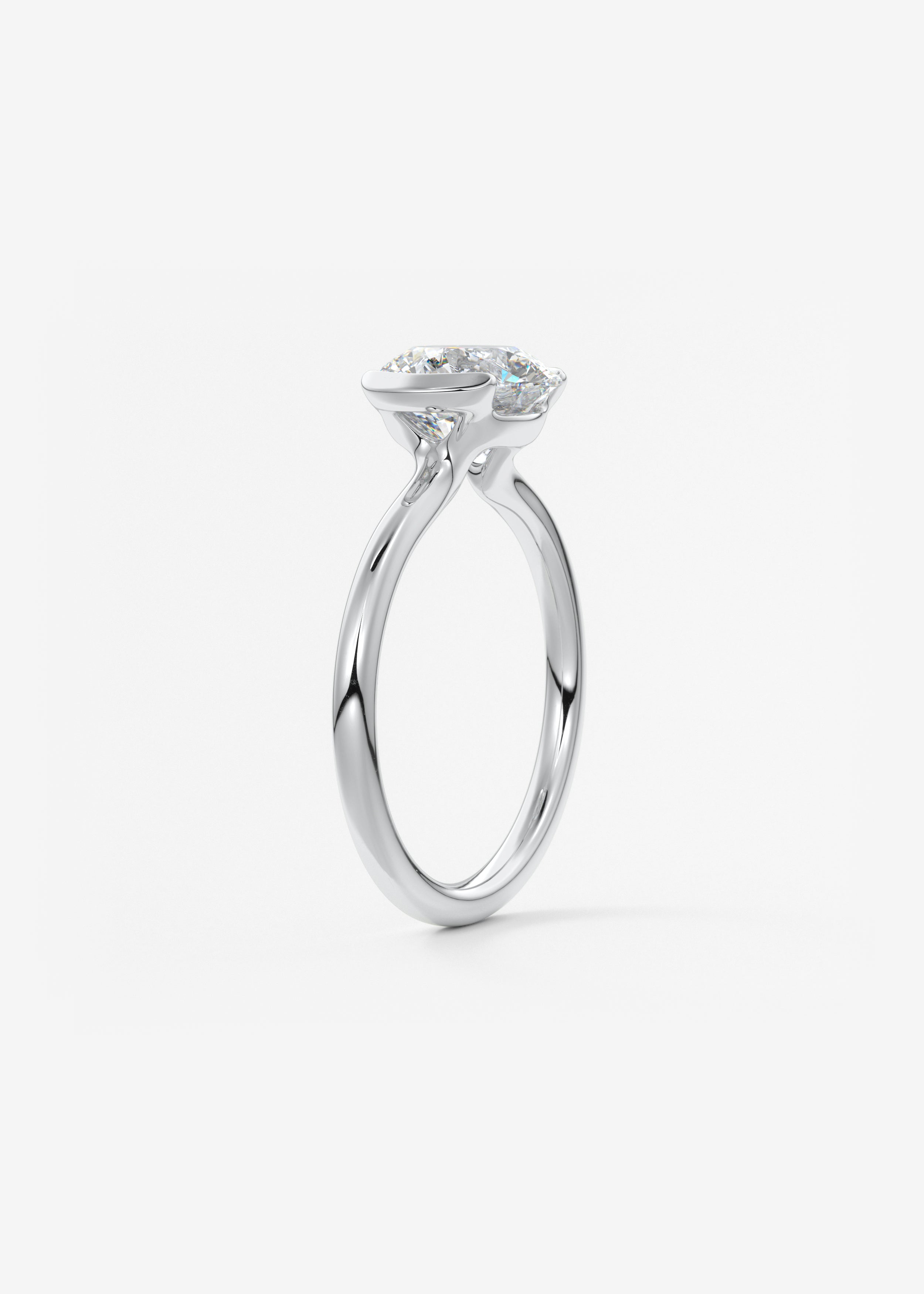Round Half Bezel Lab Grown Diamond Engagement Ring