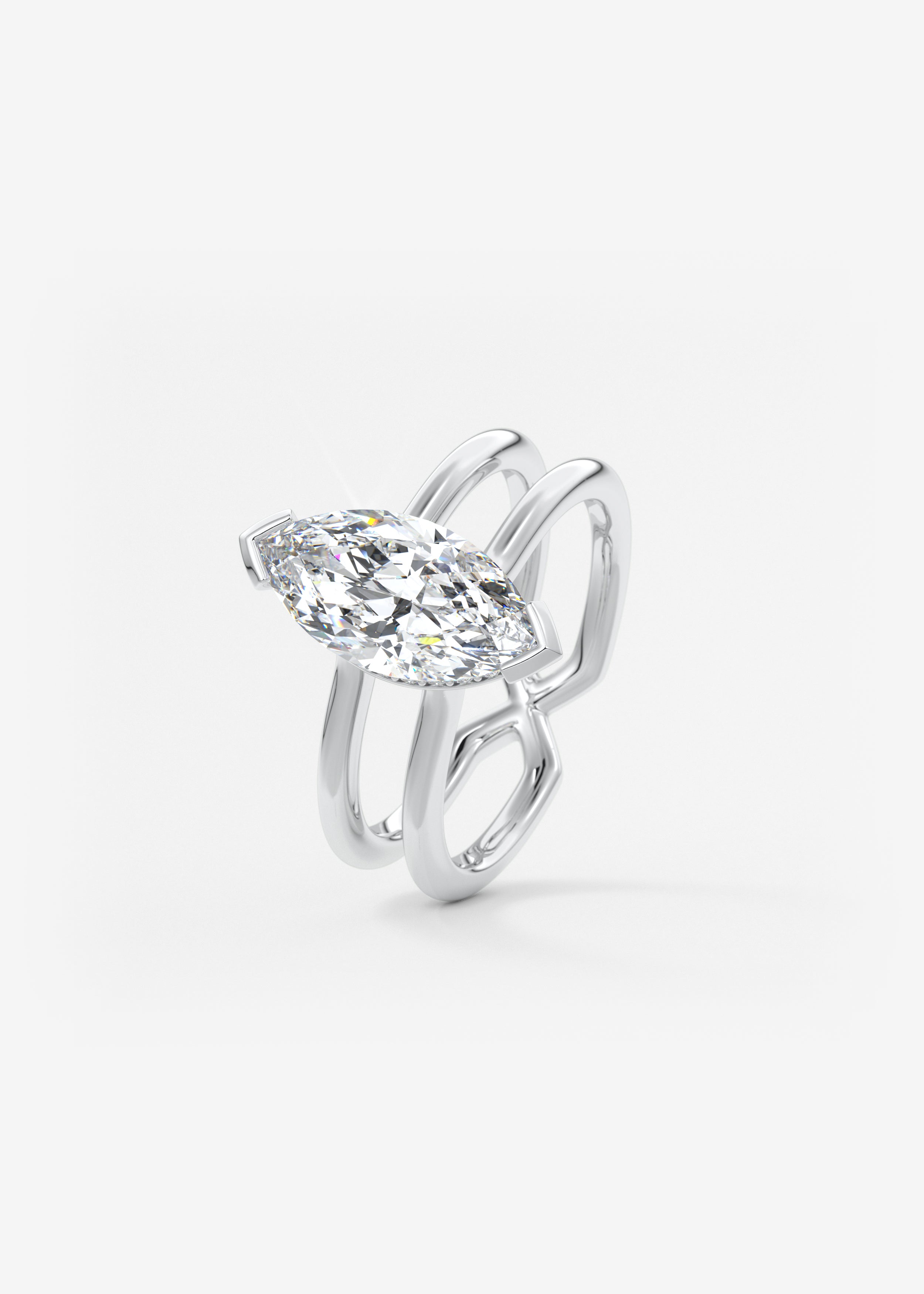 Marquise Cathedral Lab Grown Diamond Engagement Ring