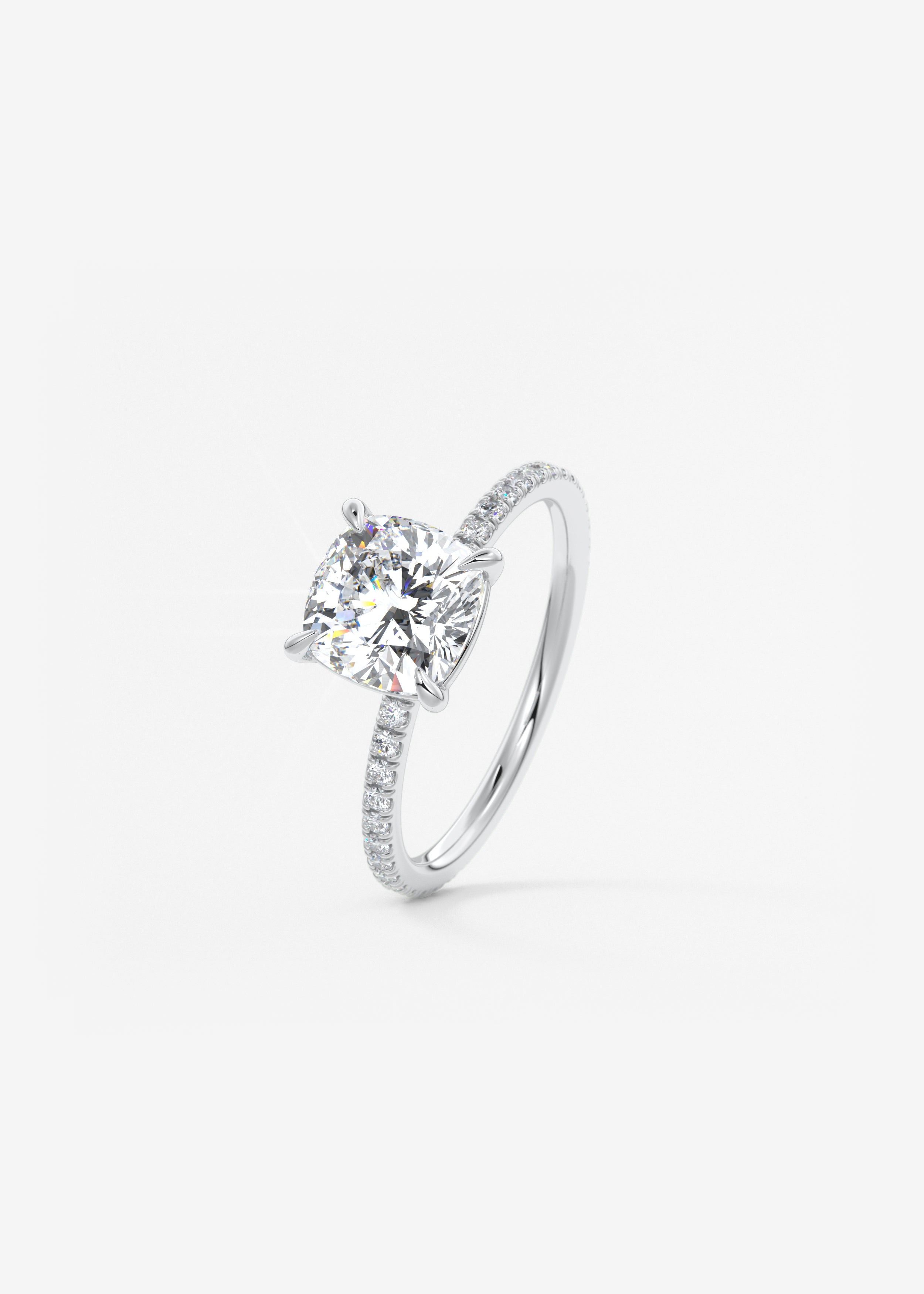 Cushion Pave Lab Grown Diamond Engagement Ring