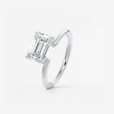 Emerald Solitaire Lab Grown Diamond Engagement Ring