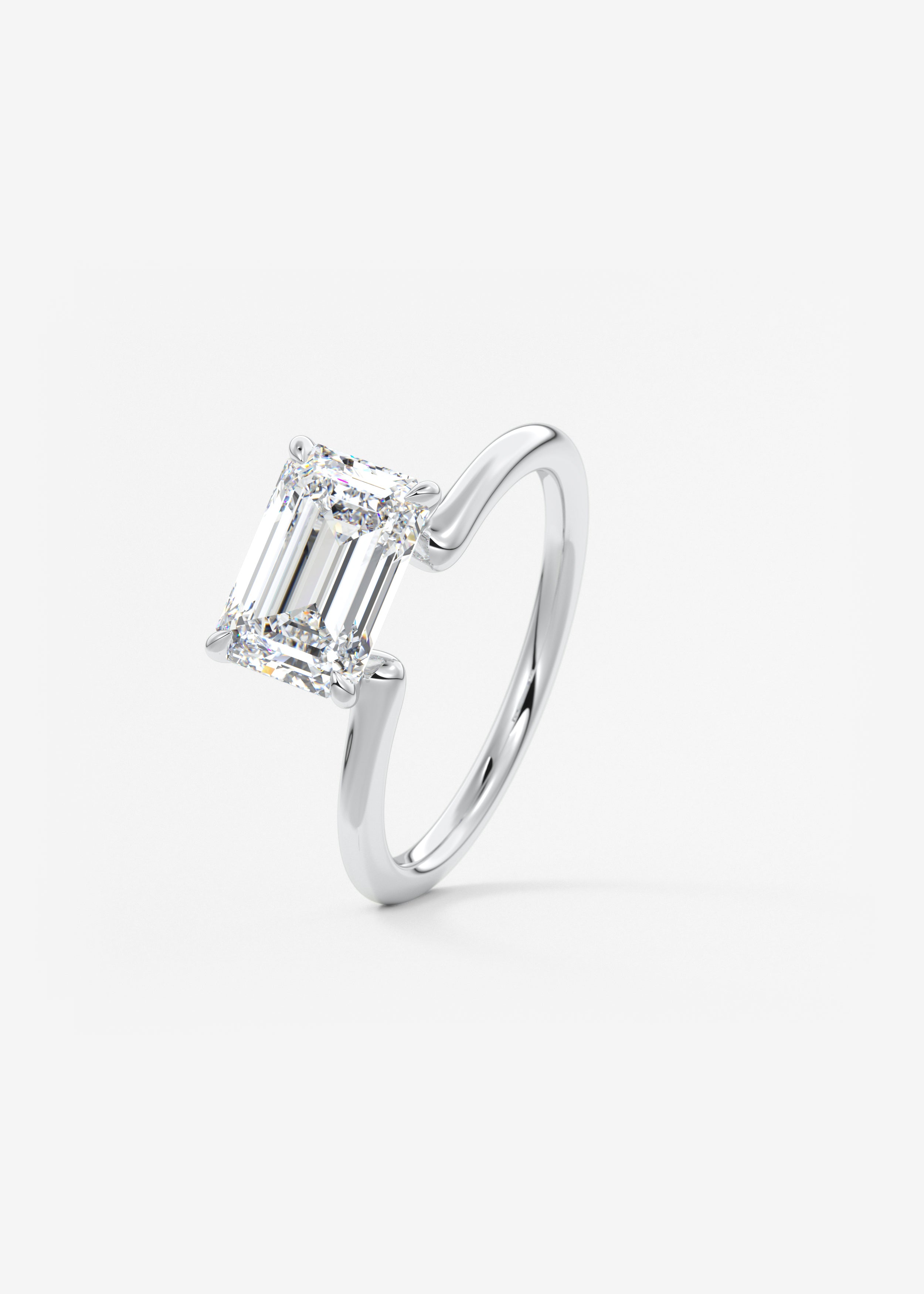 Emerald Solitaire Lab Grown Diamond Engagement Ring