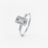 Emerald Three Stone Lab Grown Diamond Engagement Ring