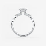 Emerald Three Stone Lab Grown Diamond Engagement Ring
