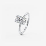 Emerald Hidden Halo Lab Grown Diamond Engagement Ring