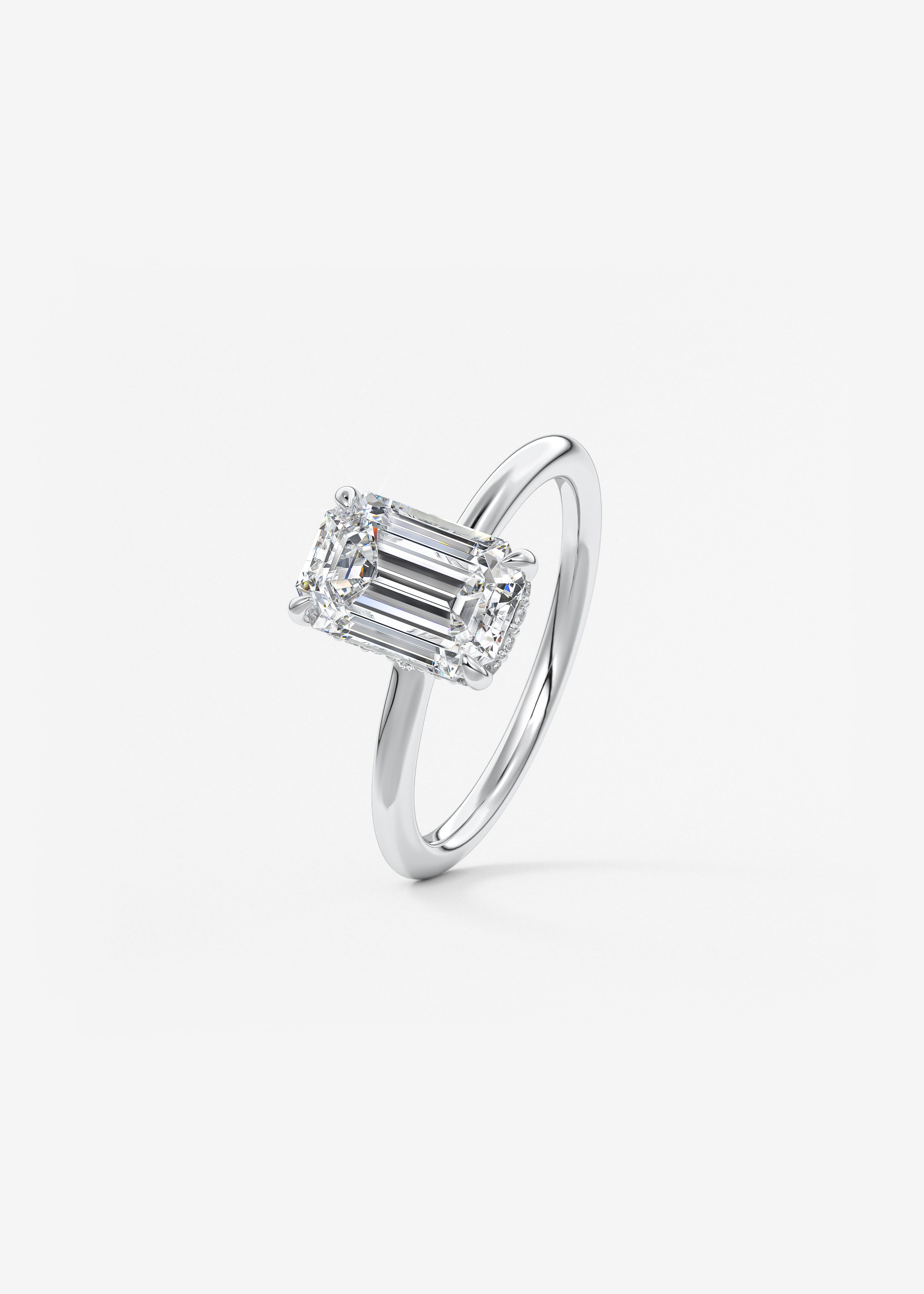 Emerald Hidden Halo Lab Grown Diamond Engagement Ring