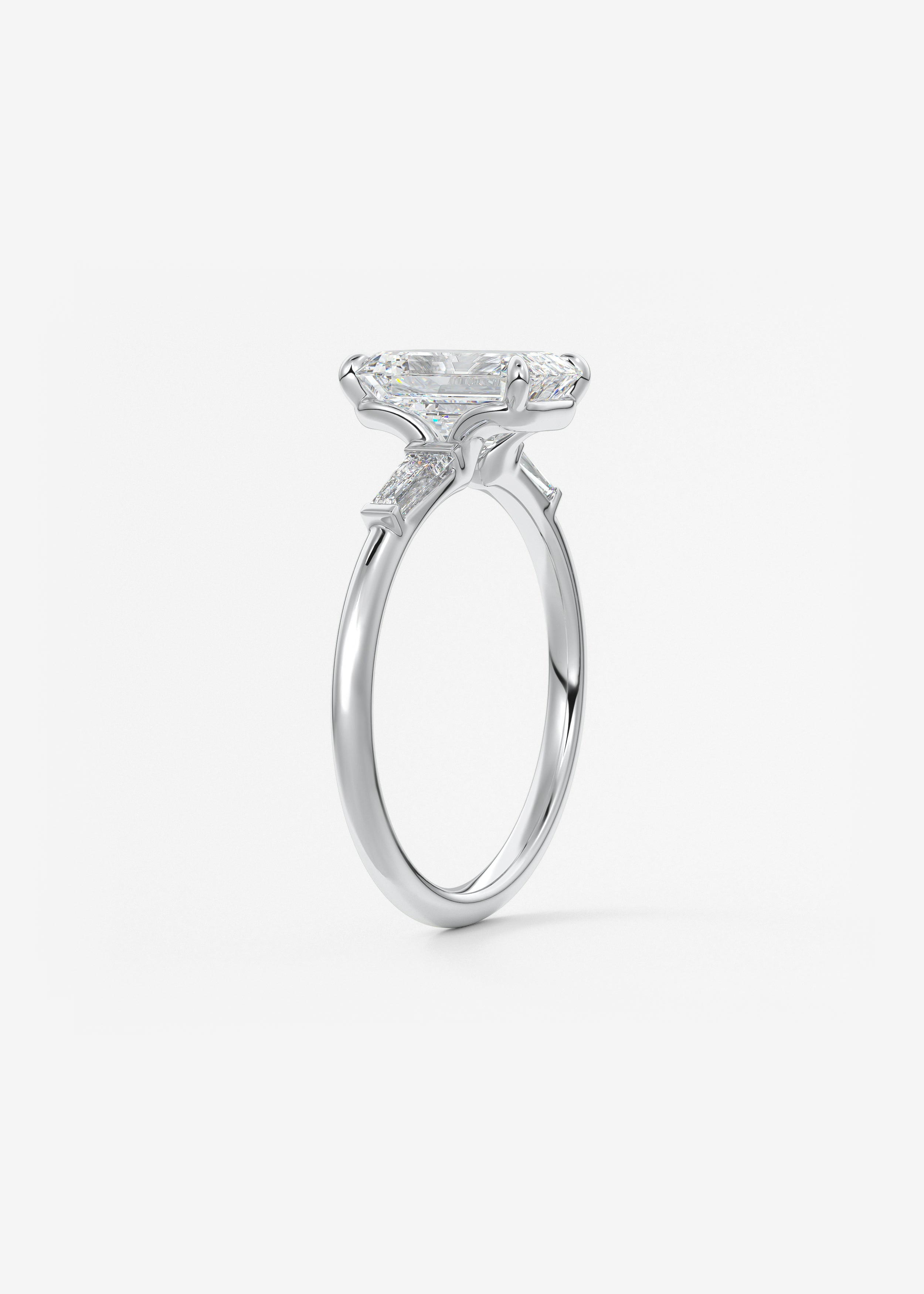 Emerald Three Stone Lab Grown Diamond Engagement Ring