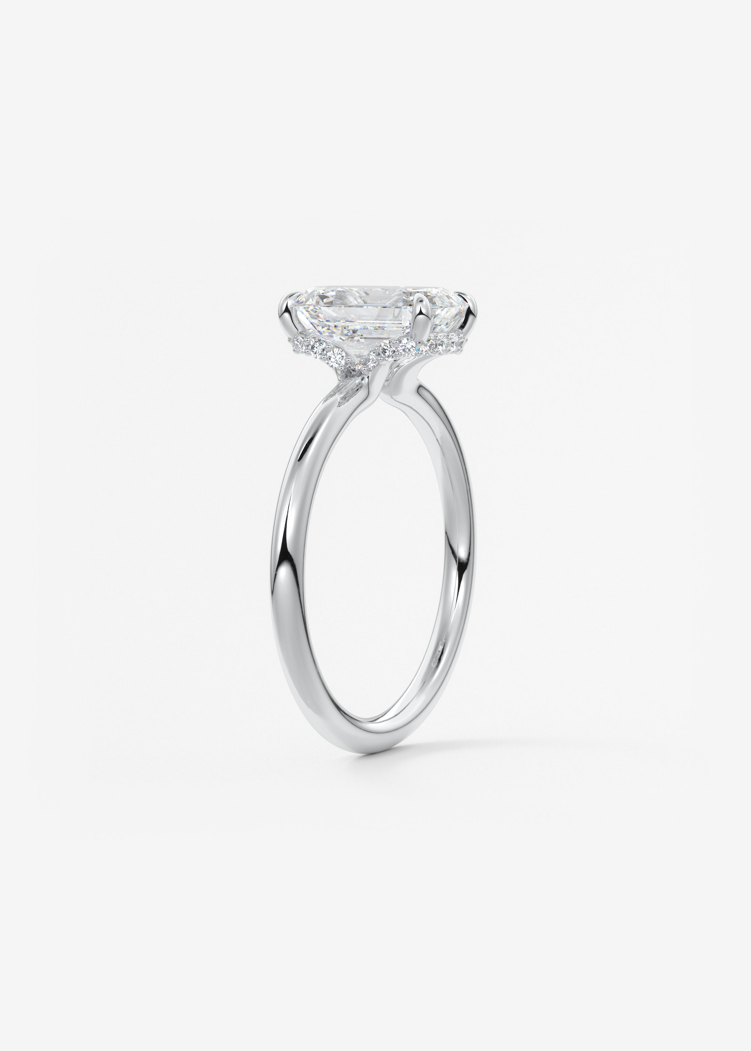 Emerald Hidden Halo Lab Grown Diamond Engagement Ring
