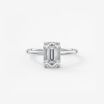 Emerald Hidden Halo Lab Grown Diamond Engagement Ring