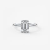 Emerald Hidden Halo Lab Grown Diamond Engagement Ring