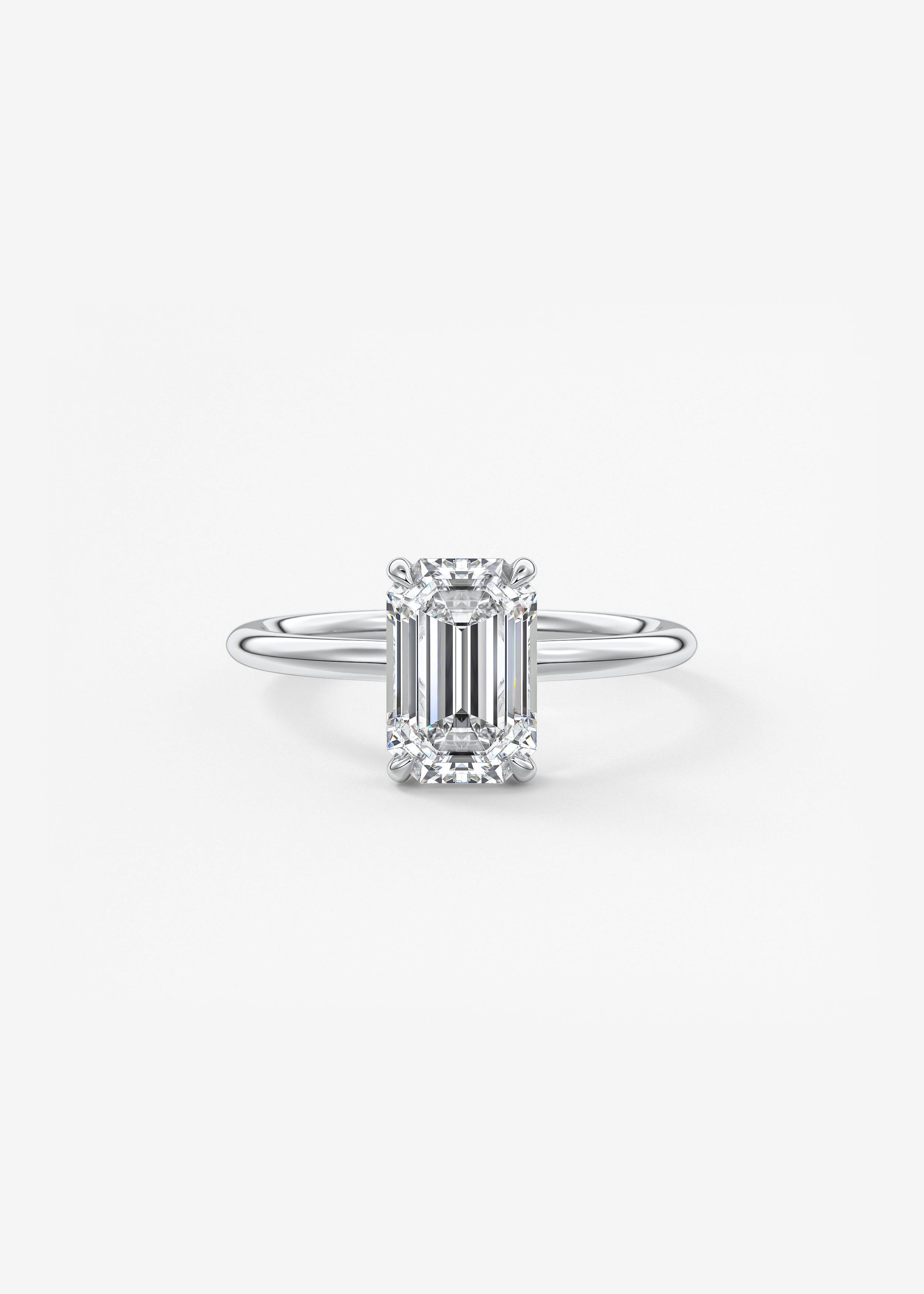 Emerald Hidden Halo Lab Grown Diamond Engagement Ring