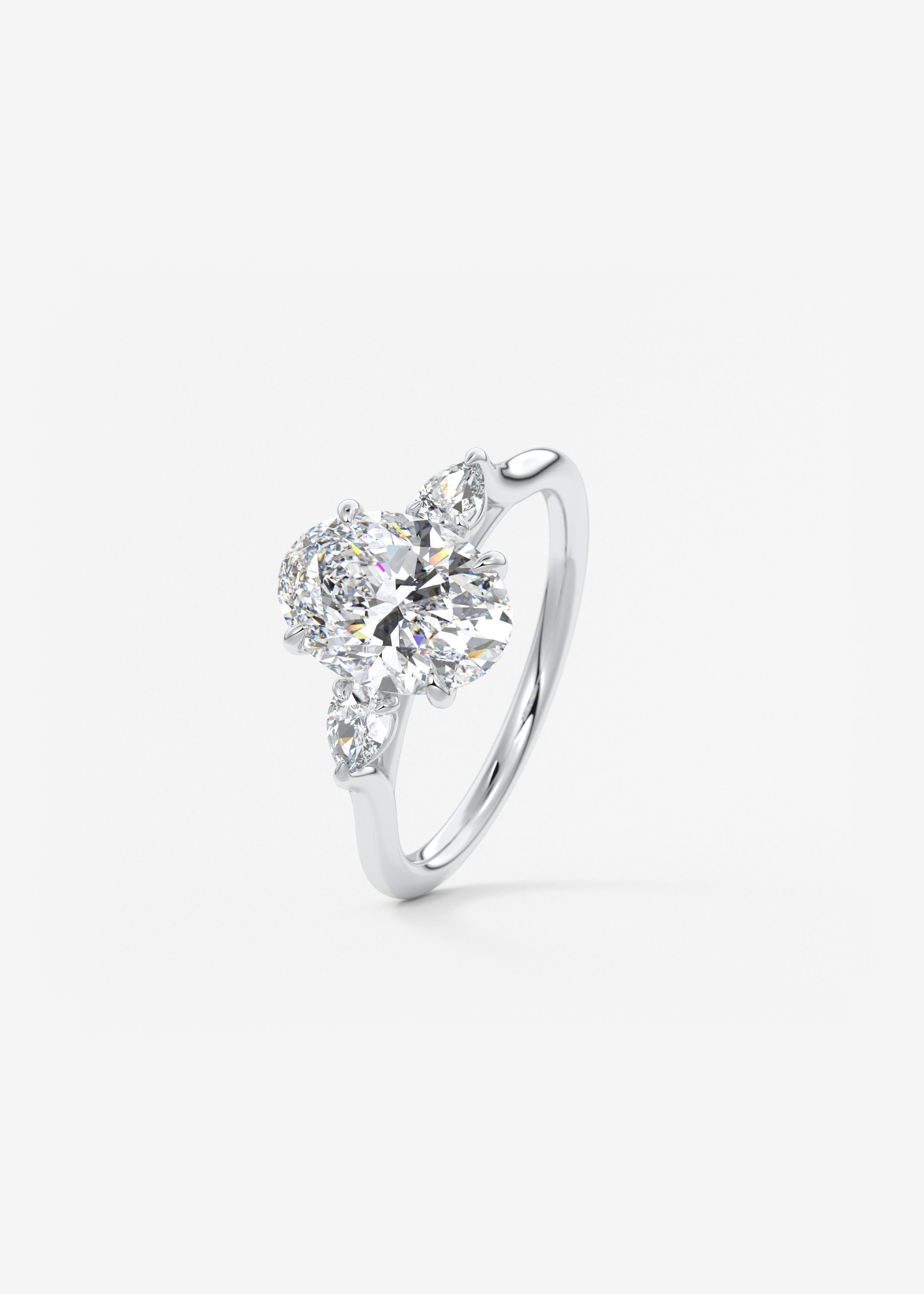 Oval Three Stone Lab Grown Diamond Engagement Ring