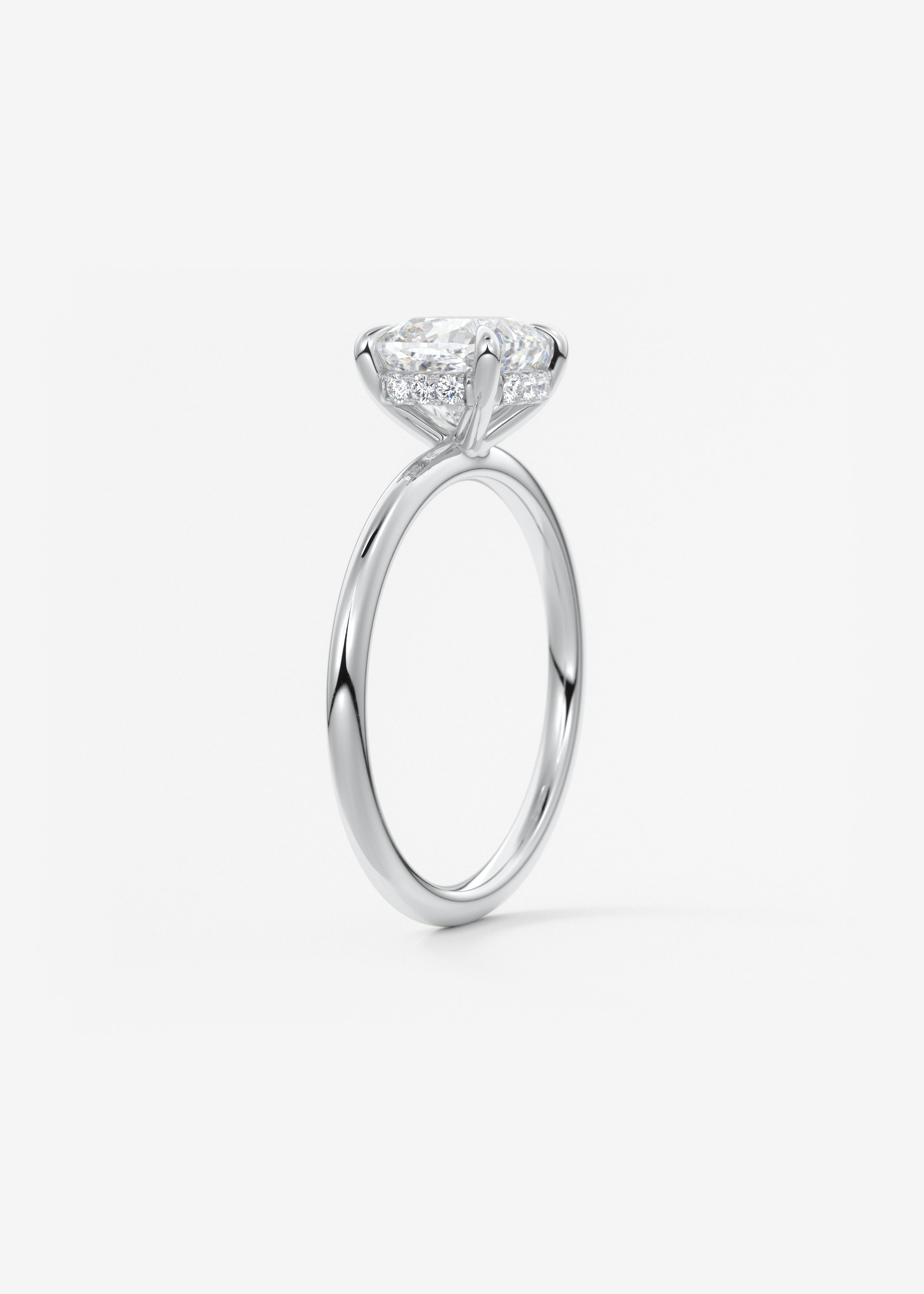 Cushion Hidden Halo Lab Grown Diamond Engagement Ring