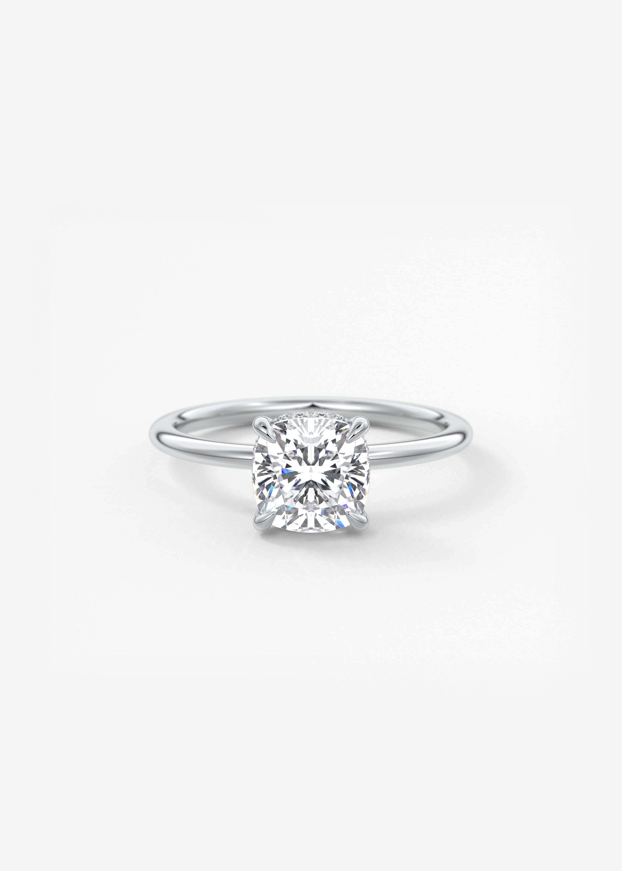Cushion Hidden Halo Lab Grown Diamond Engagement Ring