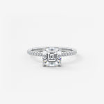 Asscher Pave Lab Grown Diamond Engagement Ring
