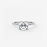 Asscher Pave Lab Grown Diamond Engagement Ring