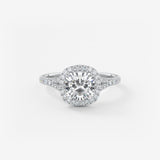 Cushion Halo & Pave , Split Shank Lab Grown Diamond Engagement Ring