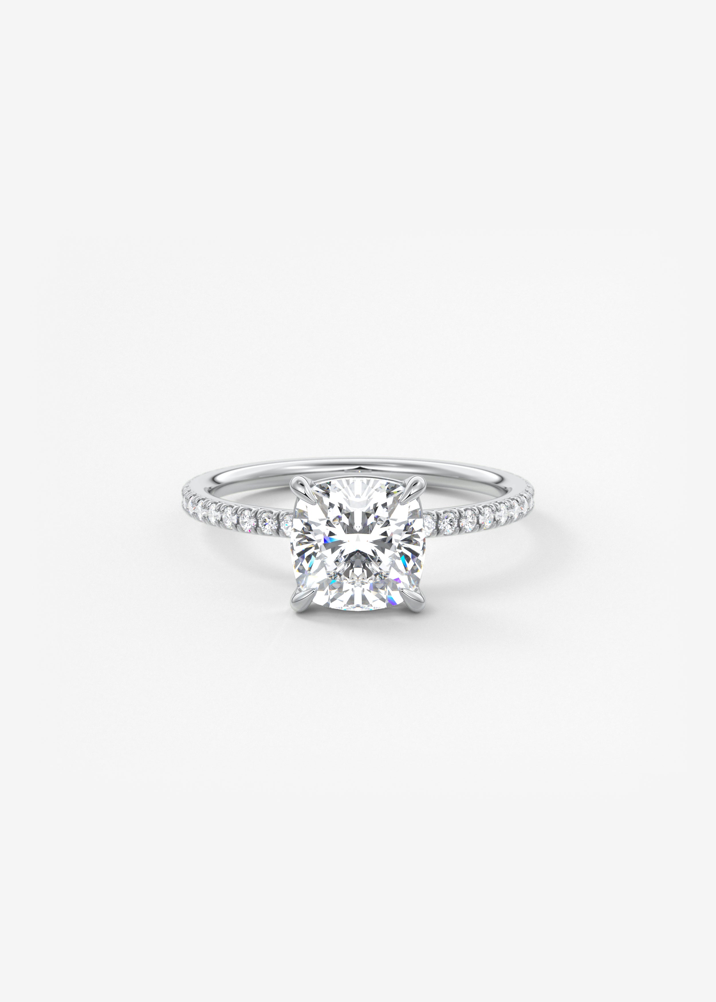 Cushion Pave Lab Grown Diamond Engagement Ring