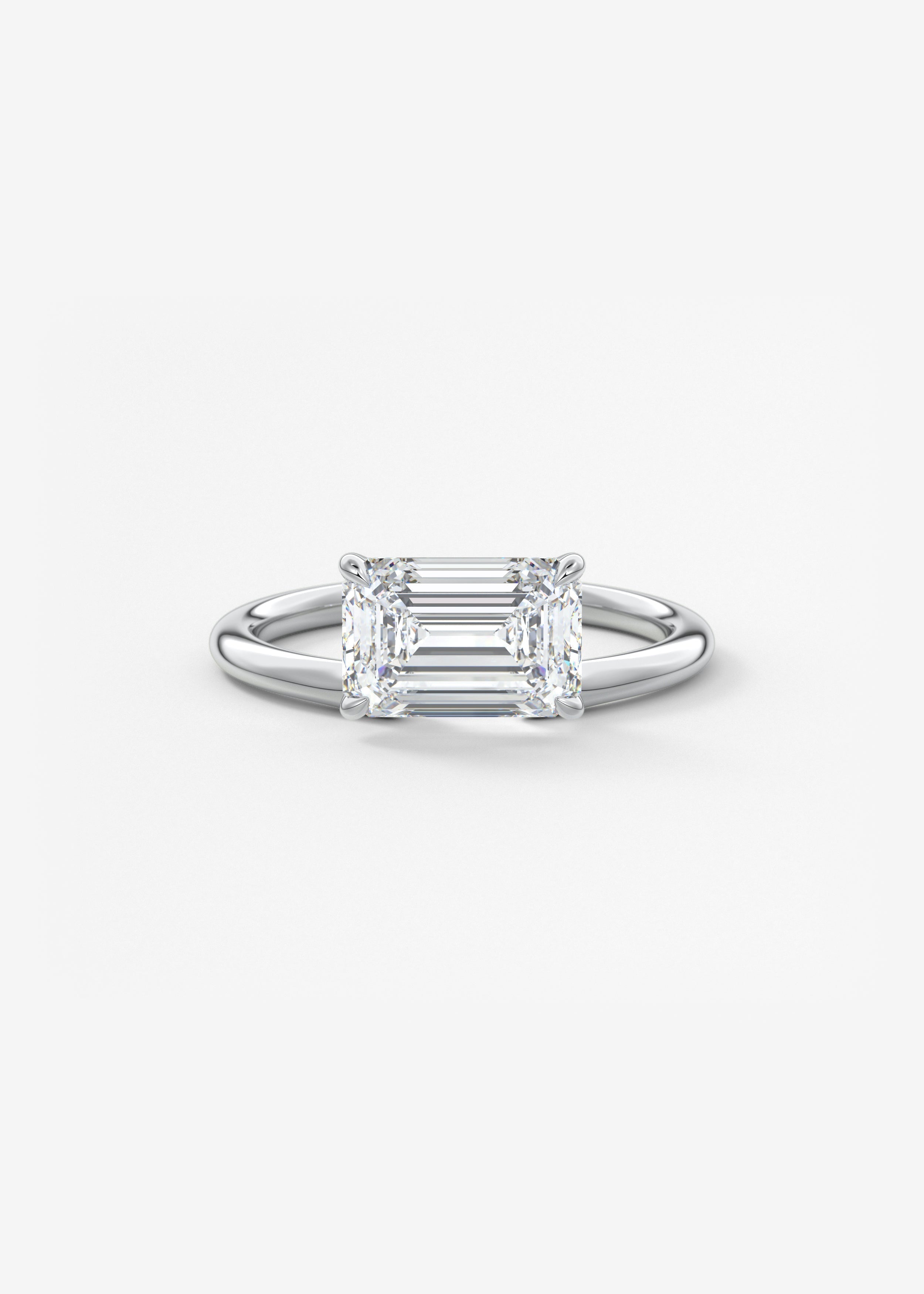 Emerald Solitaire Lab Grown Diamond Engagement Ring
