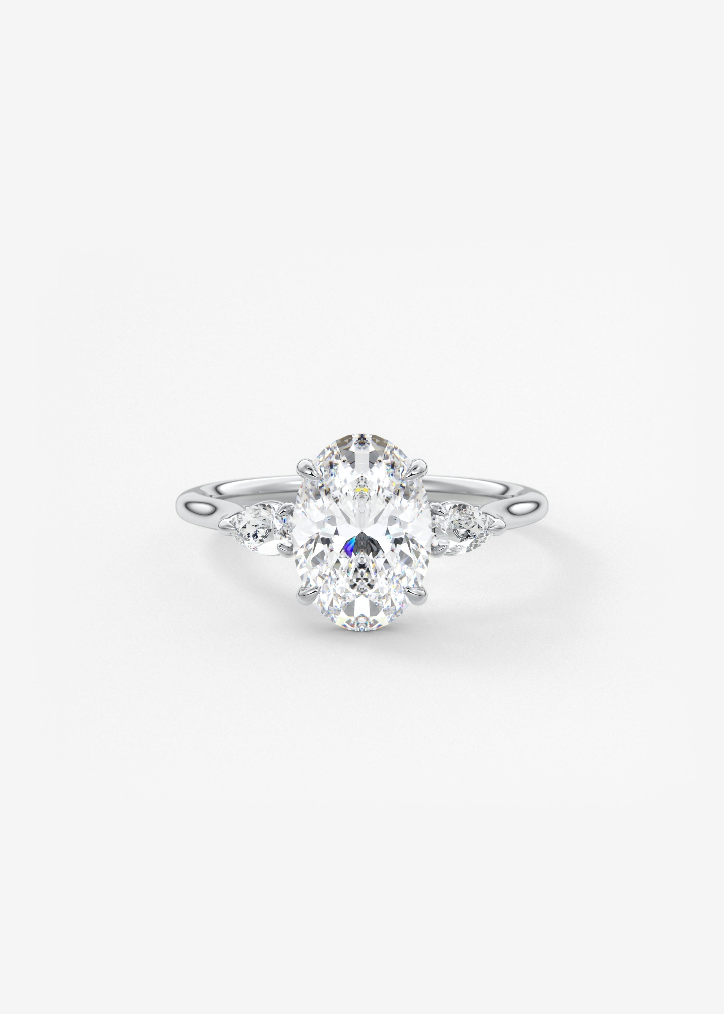 Oval Three Stone Lab Grown Diamond Engagement Ring
