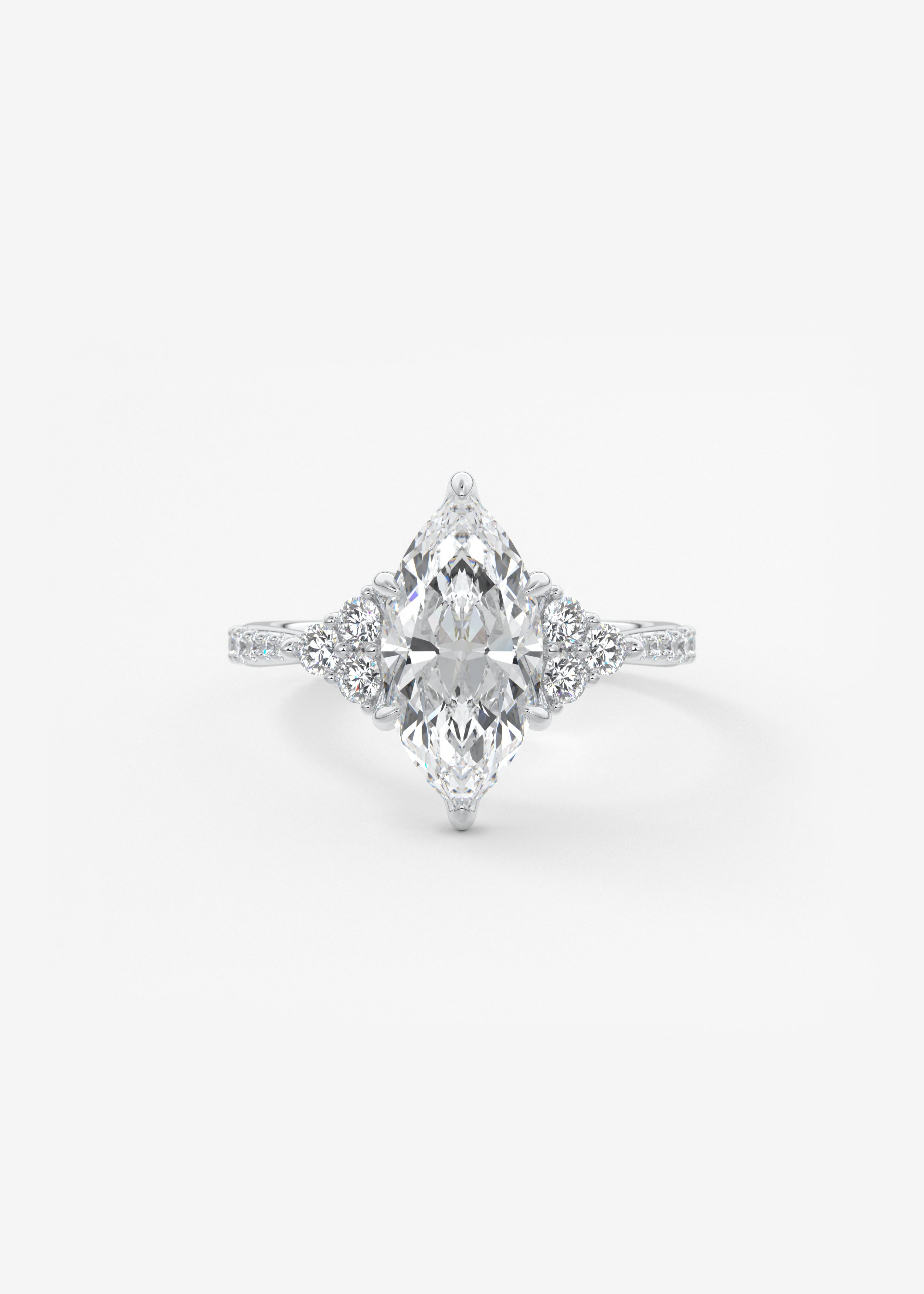 Marquise Cluster Lab Grown Diamond Engagement Ring