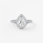 Pear Halo & Pave , Split Shank Lab Grown Diamond Engagement Ring