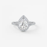 Pear Halo & Pave , Split Shank Lab Grown Diamond Engagement Ring