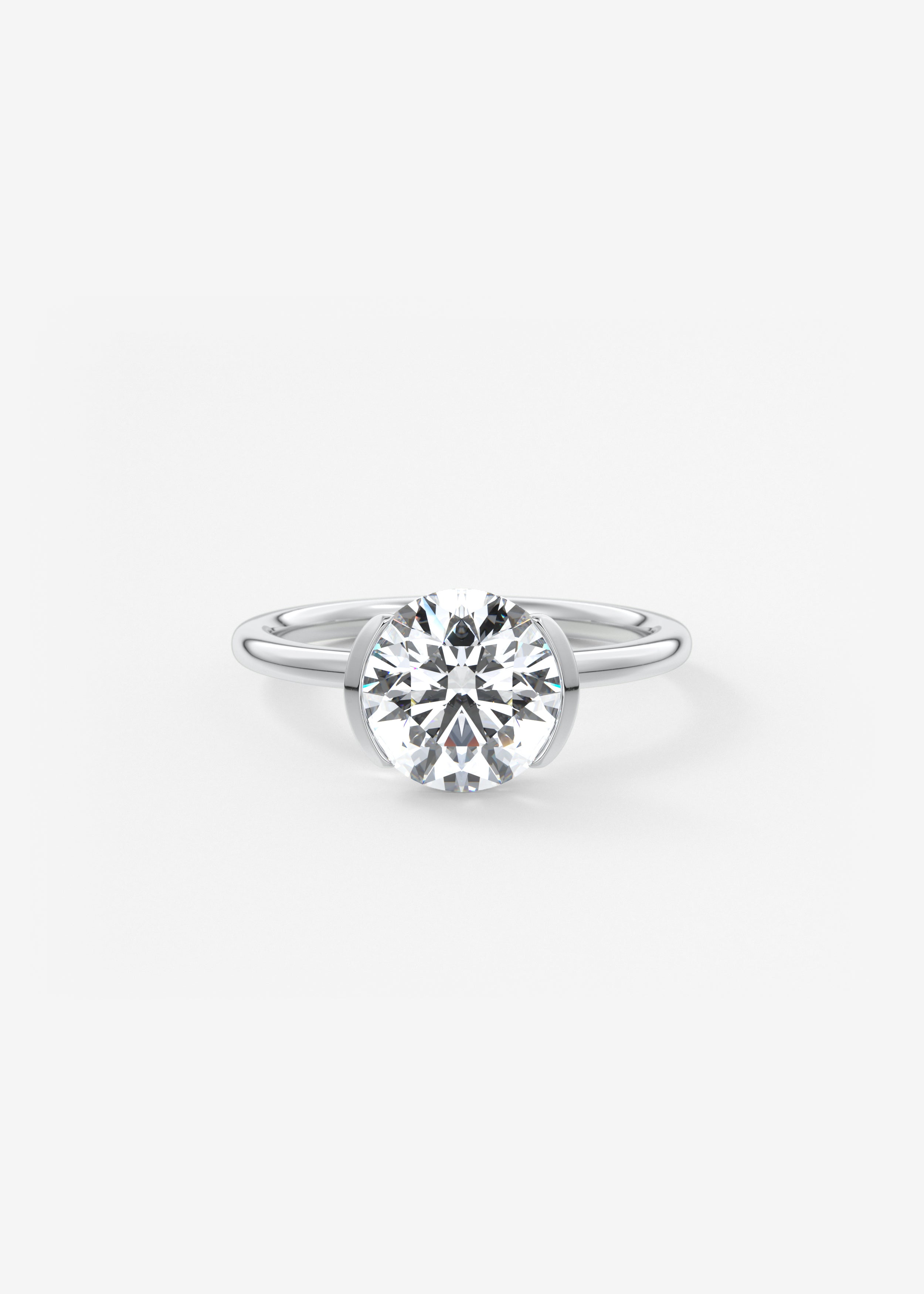 Round Half Bezel Lab Grown Diamond Engagement Ring