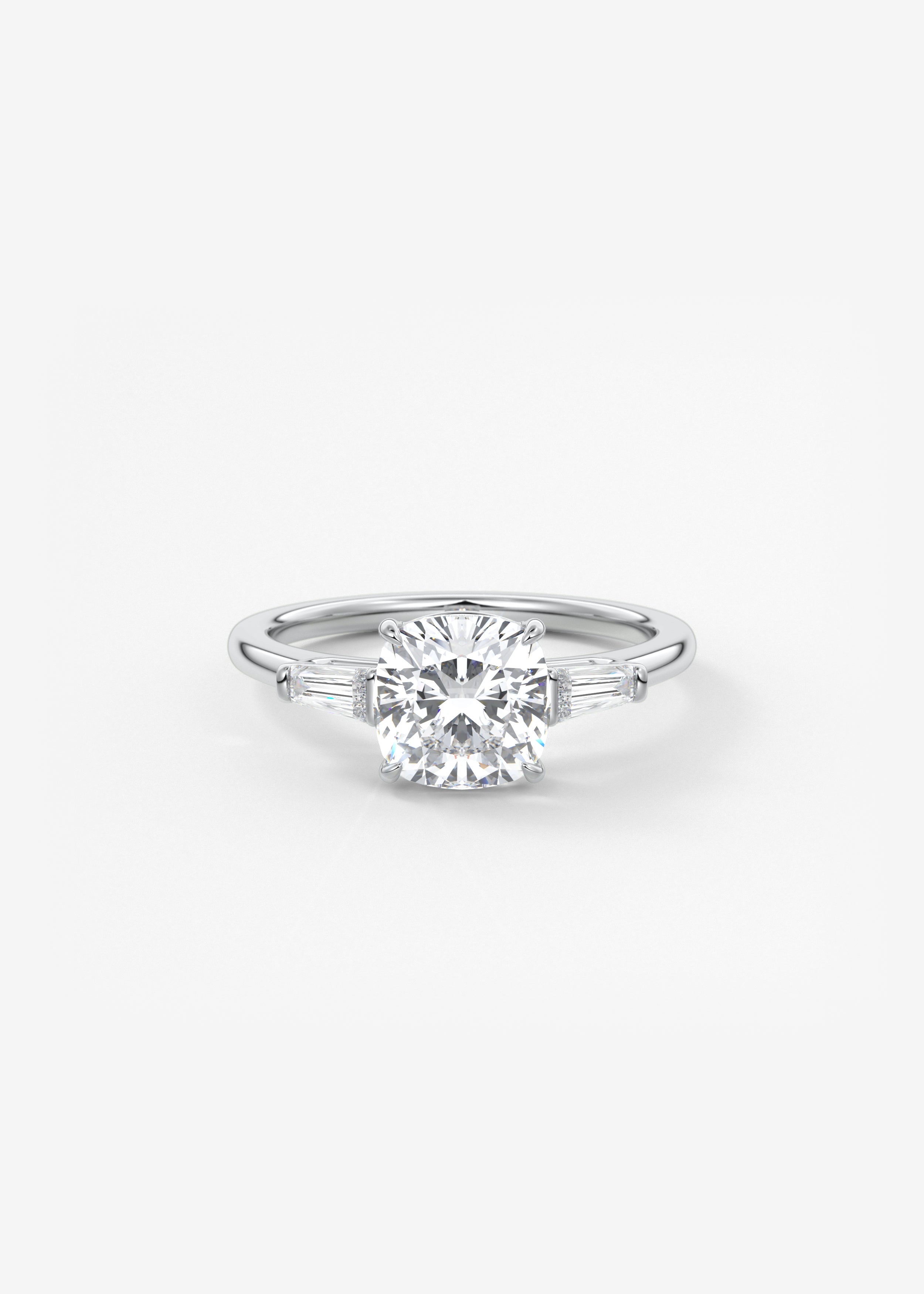Cushion Three Stone Lab Grown Diamond Engagement Ring
