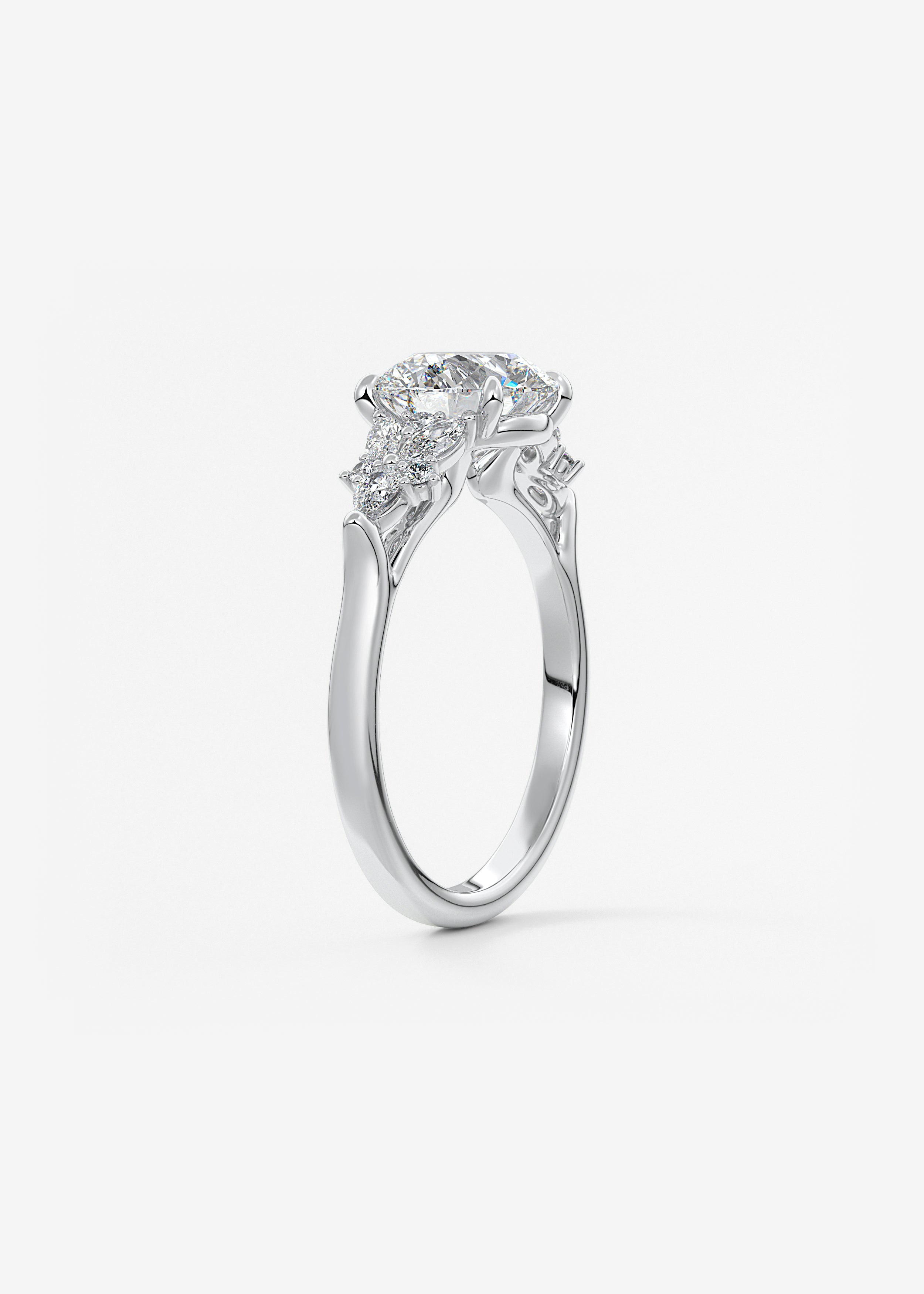 Round Cluster Lab Grown Diamond Engagement Ring