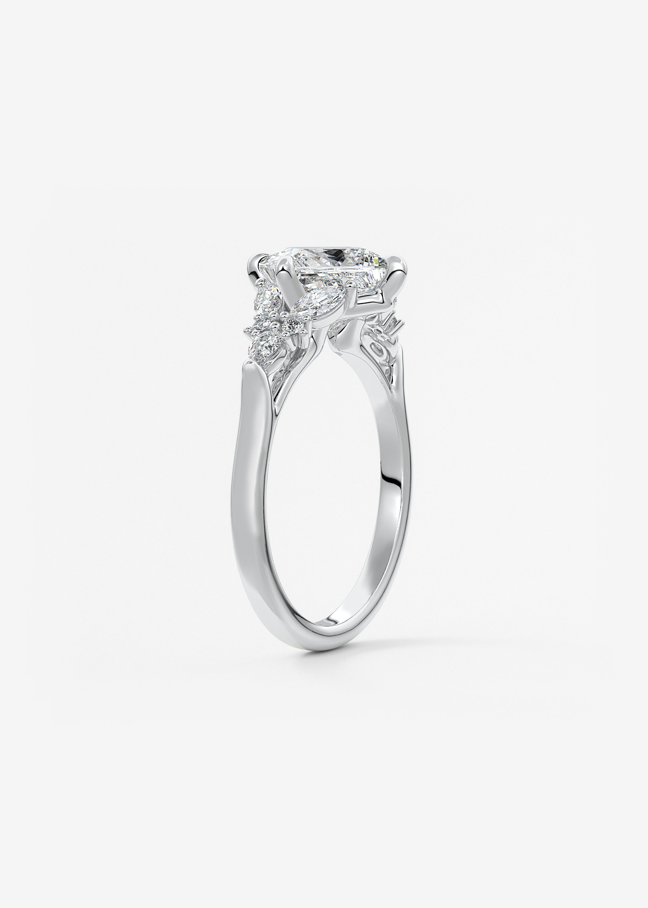 Princess Cluster Lab Grown Diamond Engagement Ring