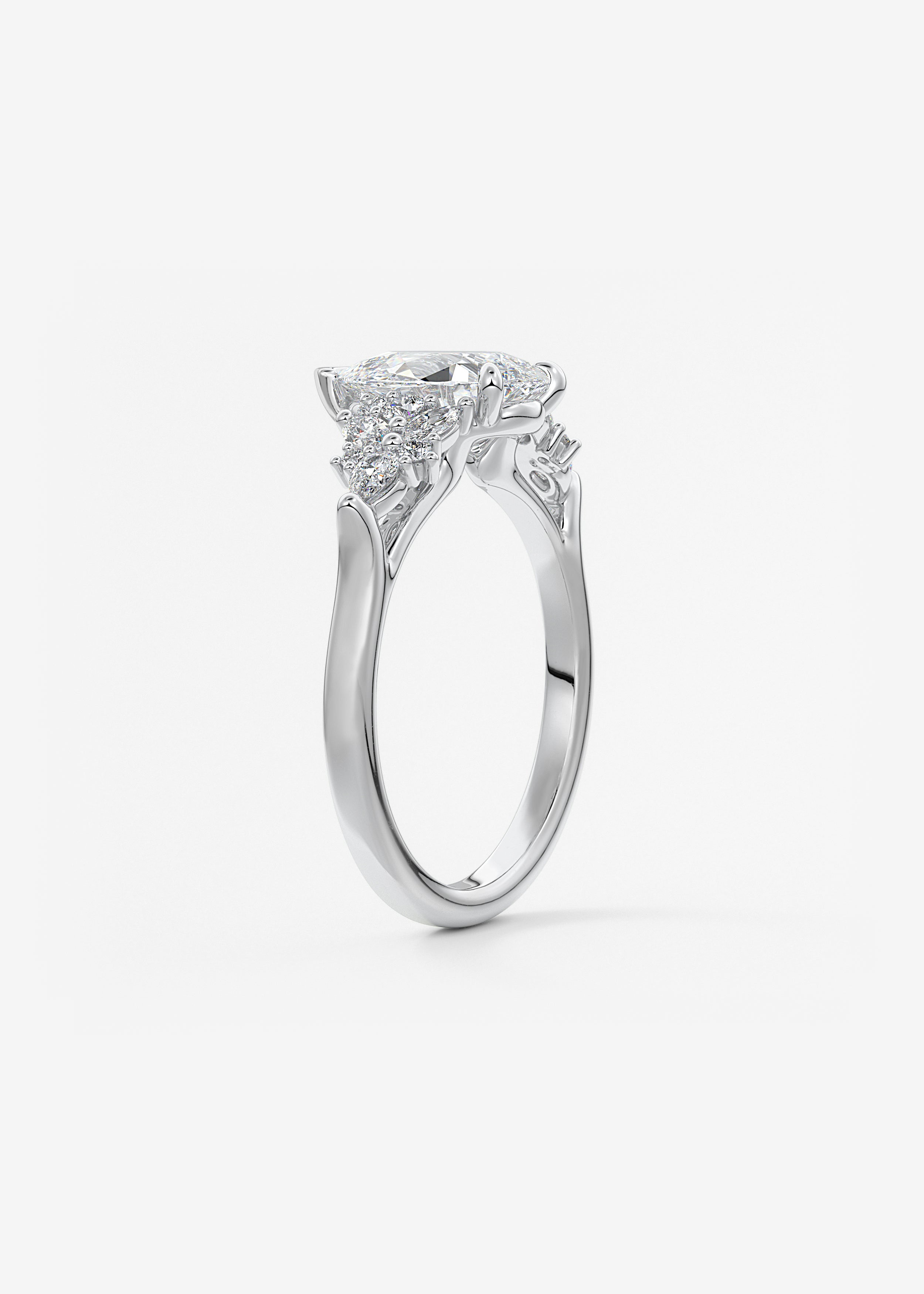 Pear Cluster Lab Grown Diamond Engagement Ring
