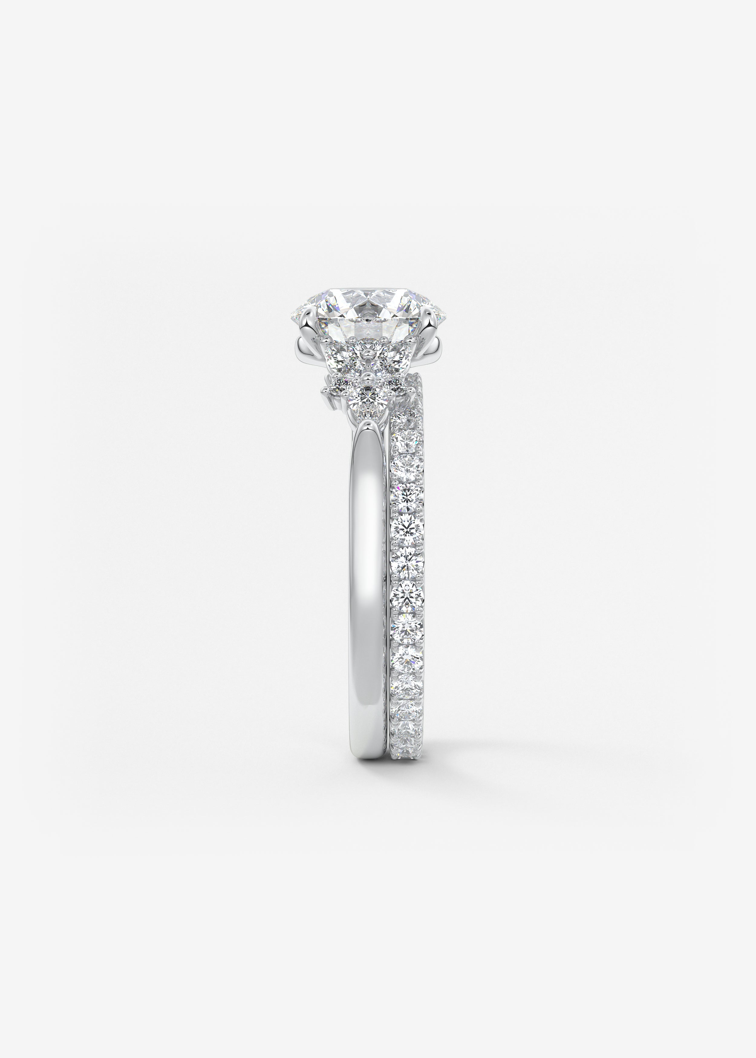 Round Cluster Lab Grown Diamond Engagement Ring