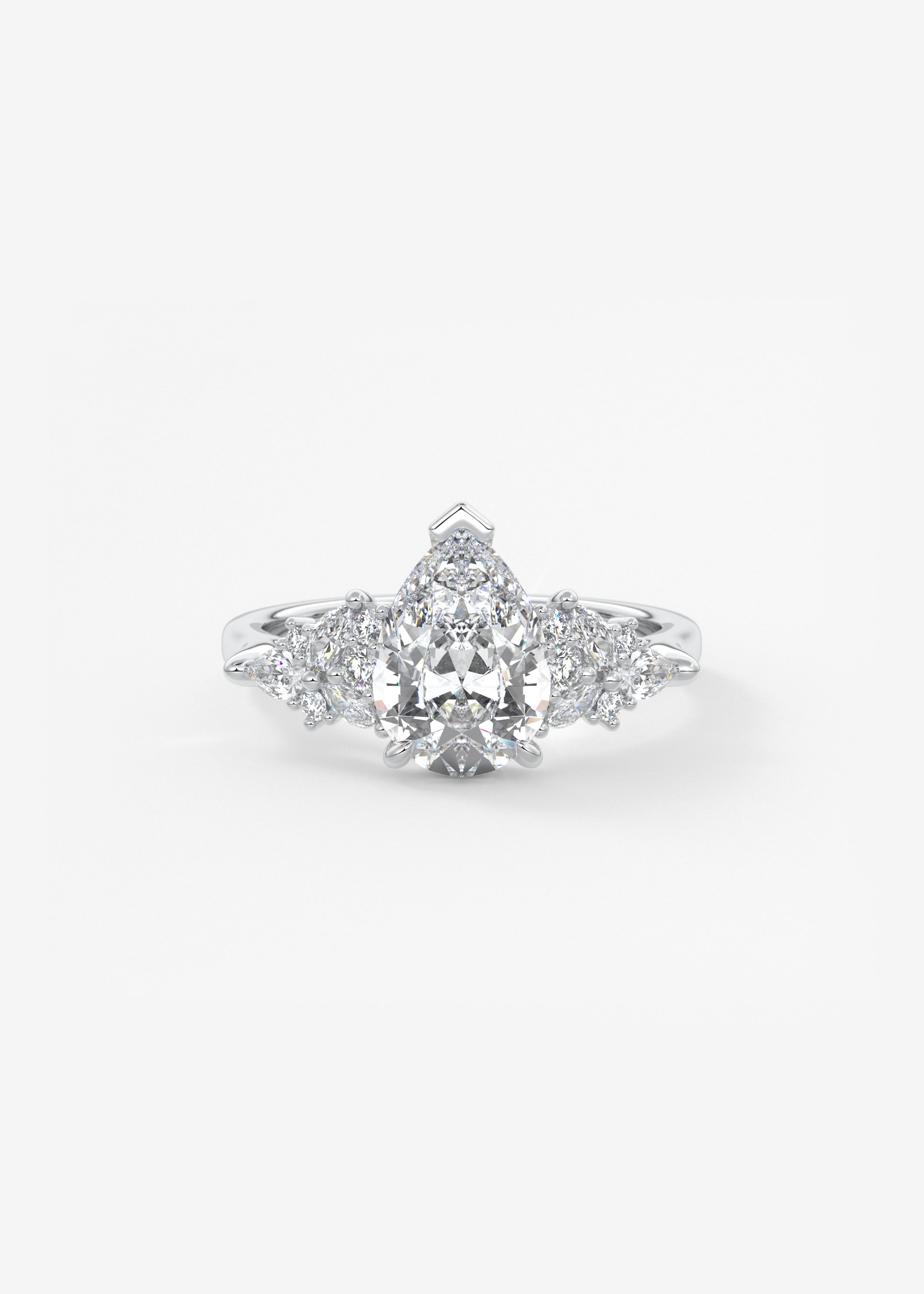 Pear Cluster Lab Grown Diamond Engagement Ring