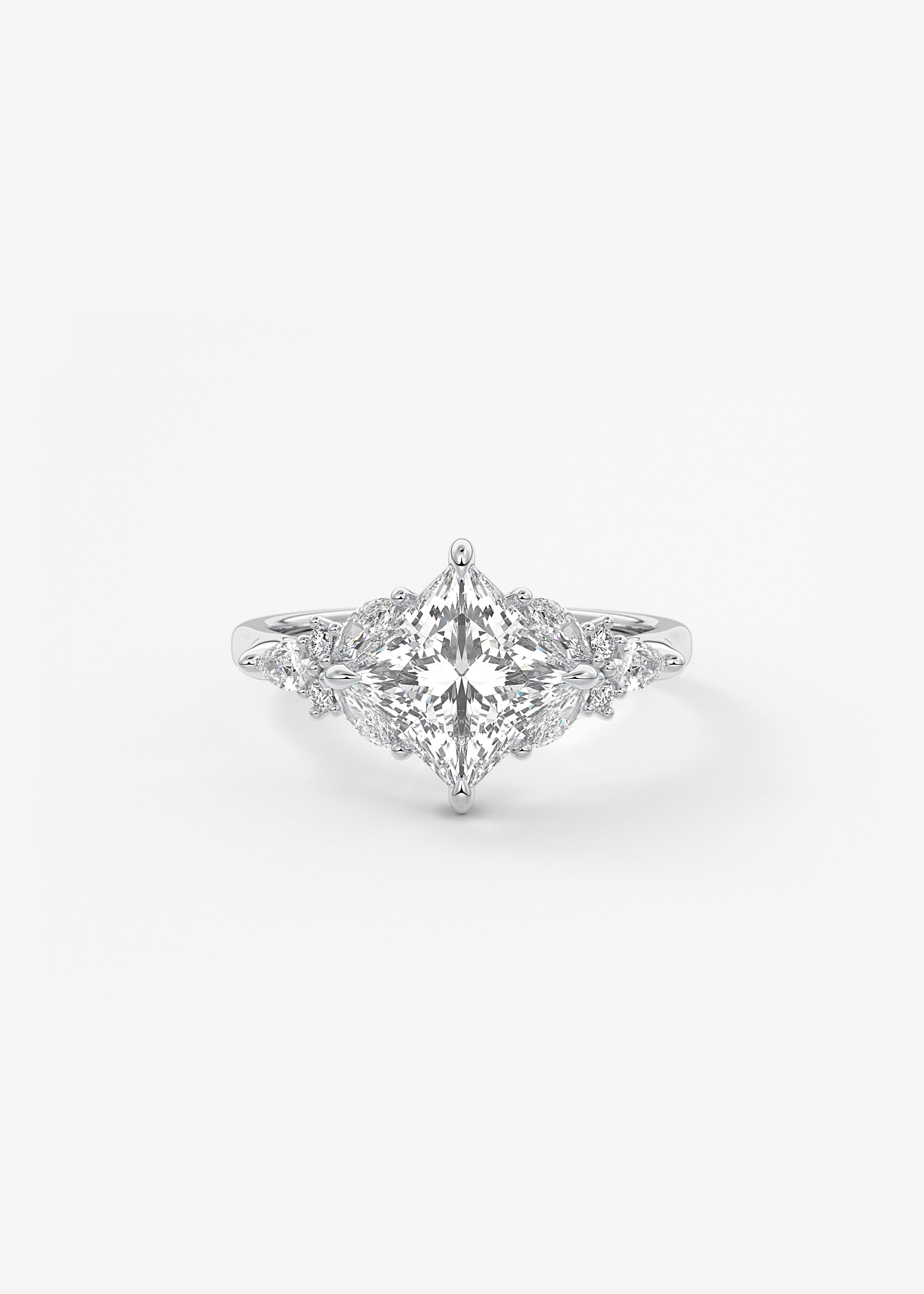 Princess Cluster Lab Grown Diamond Engagement Ring