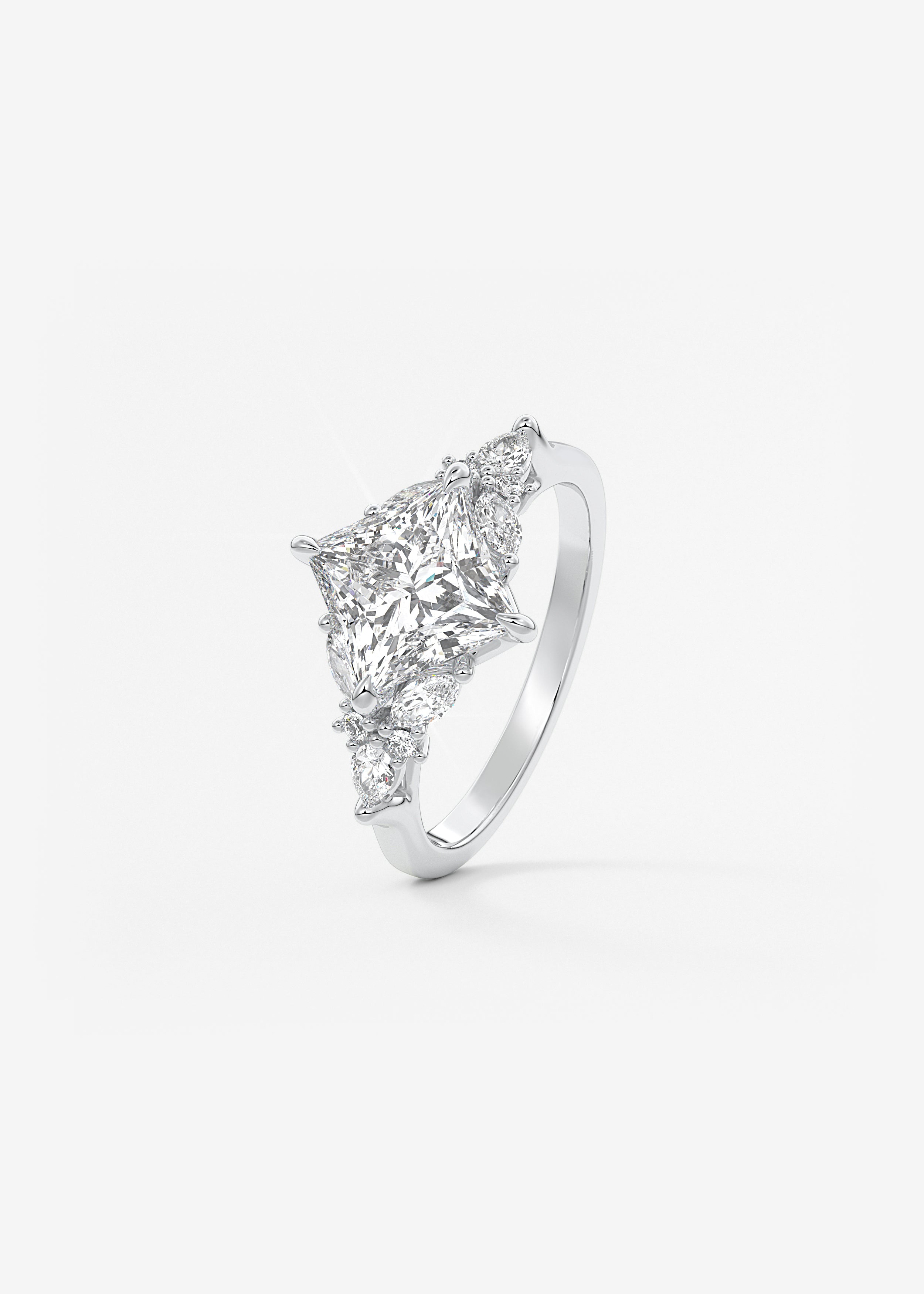 Princess Cluster Lab Grown Diamond Engagement Ring