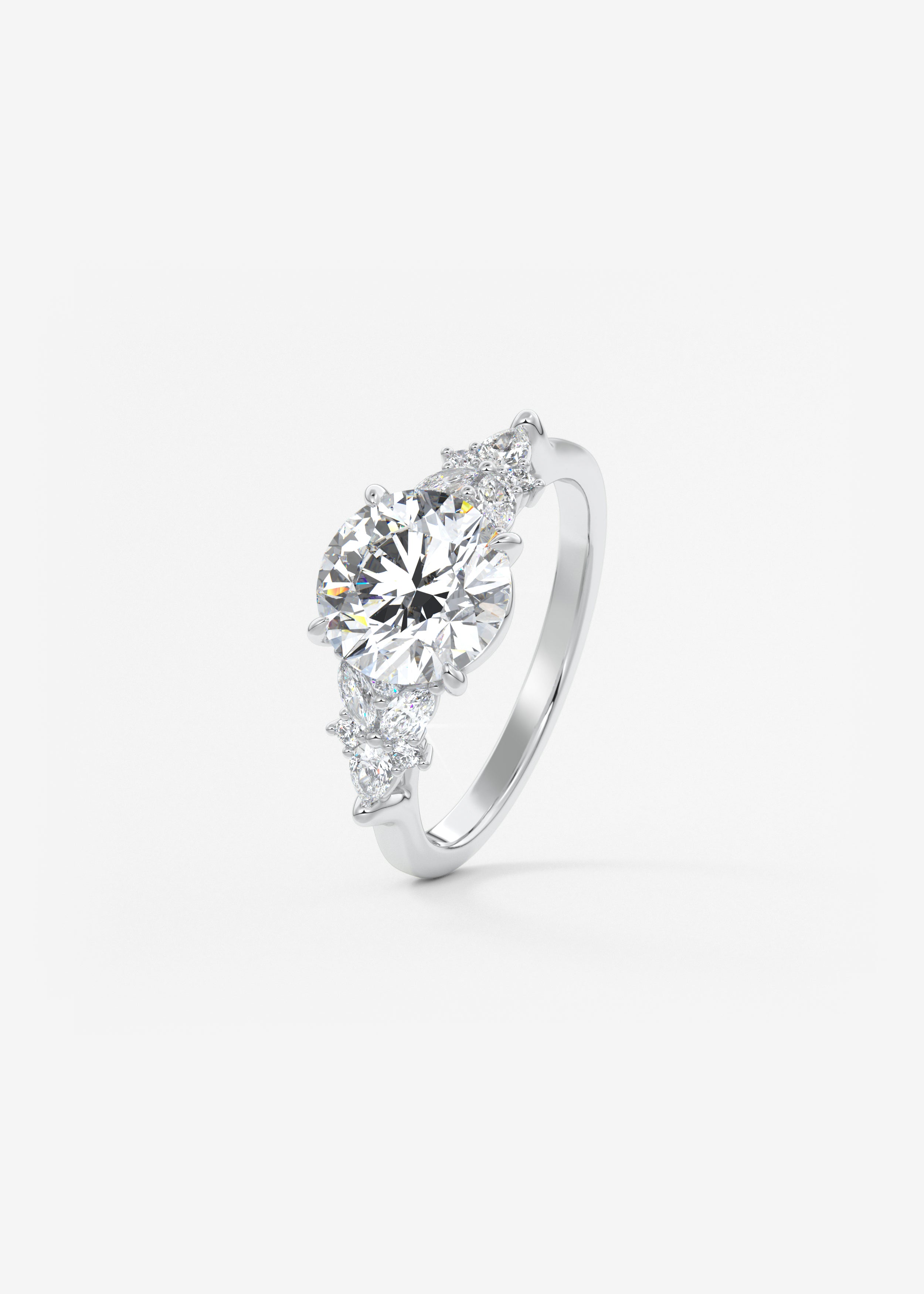 Round Cluster Lab Grown Diamond Engagement Ring