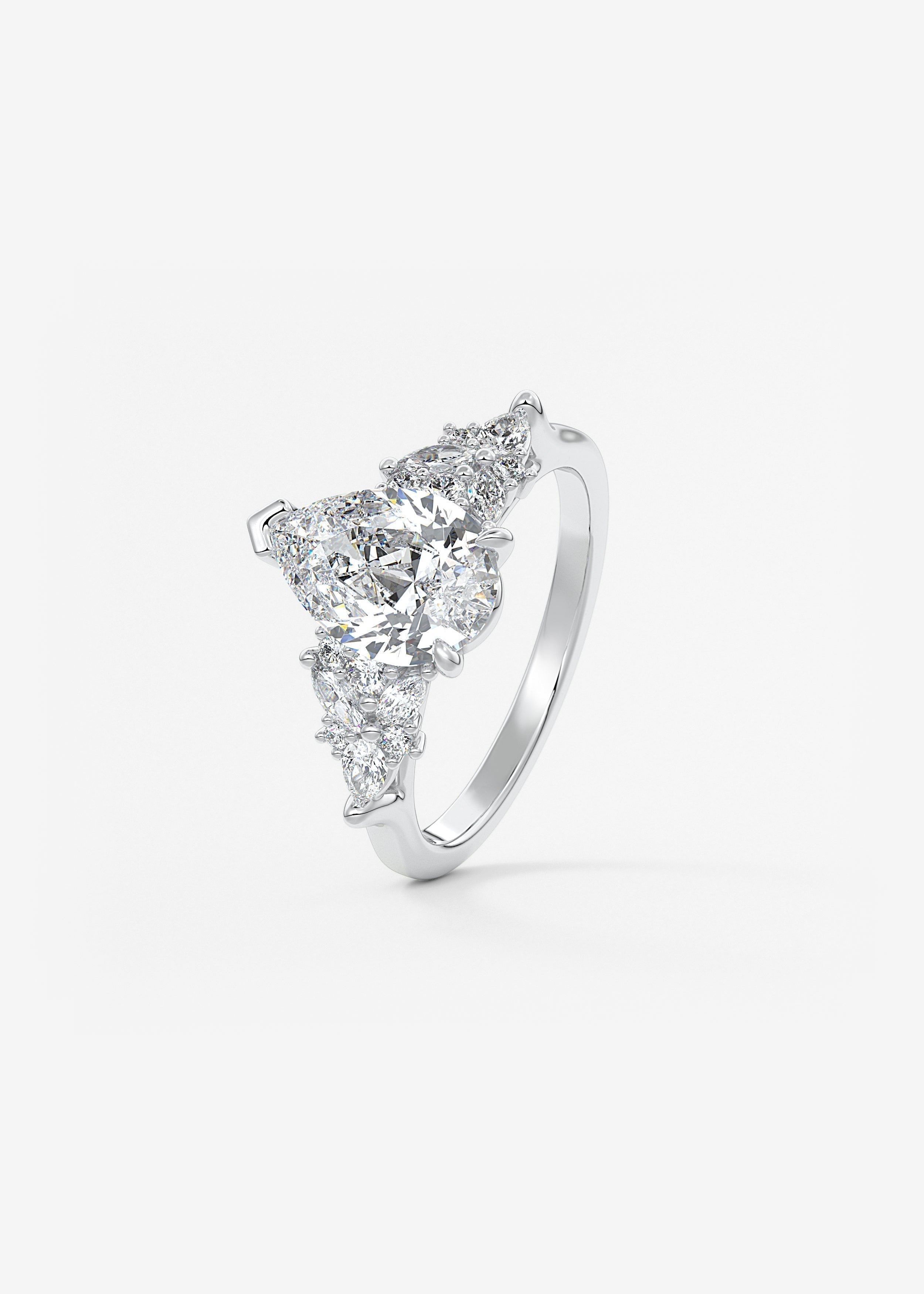 Pear Cluster Lab Grown Diamond Engagement Ring