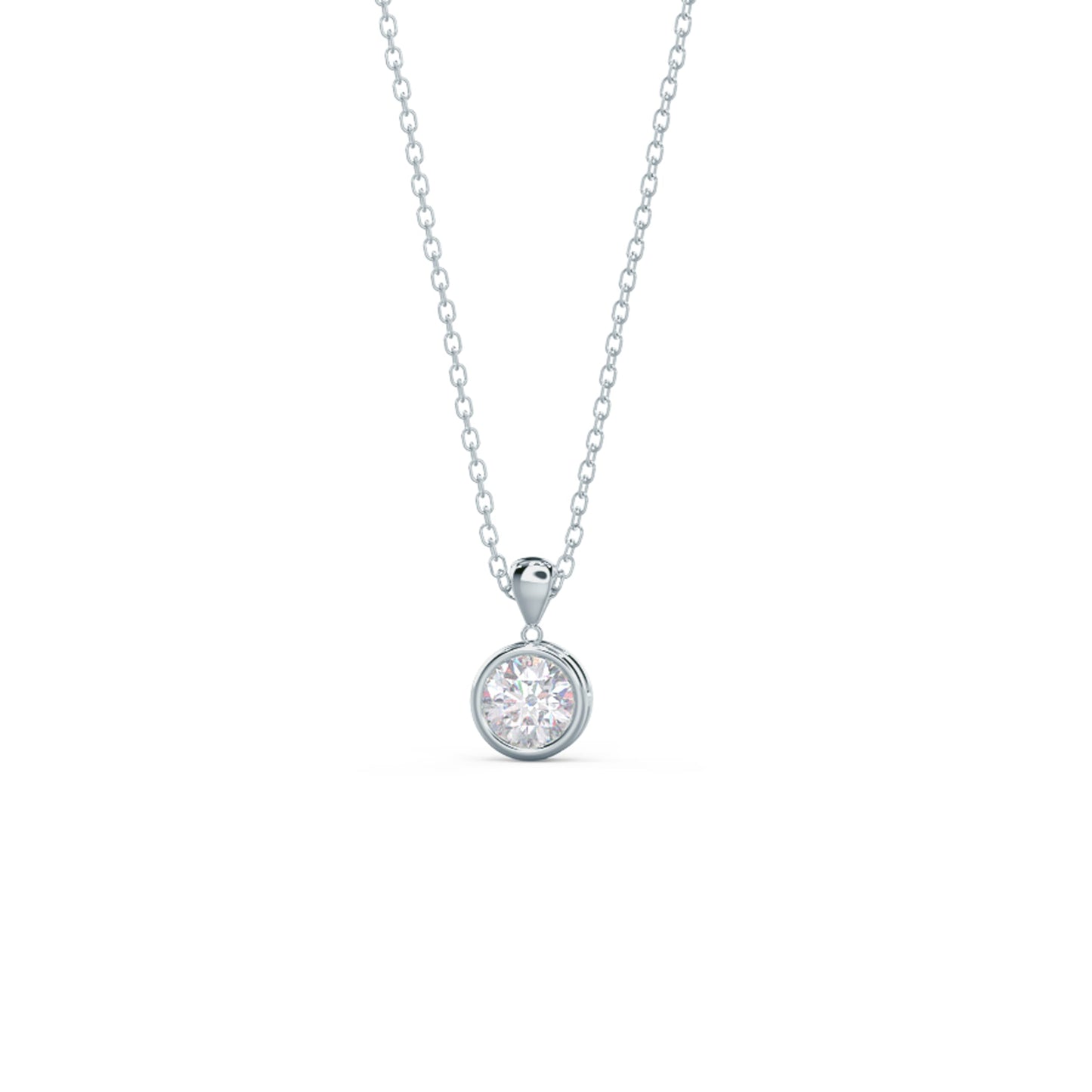 
                  
                    0.35 TCW Cosmopolitan Round Cut Moissanite Necklace With Single Bezel Style
                  
                