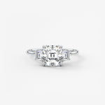 Asscher Three Stone Lab Grown Diamond Engagement Ring