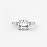Asscher Three Stone Lab Grown Diamond Engagement Ring