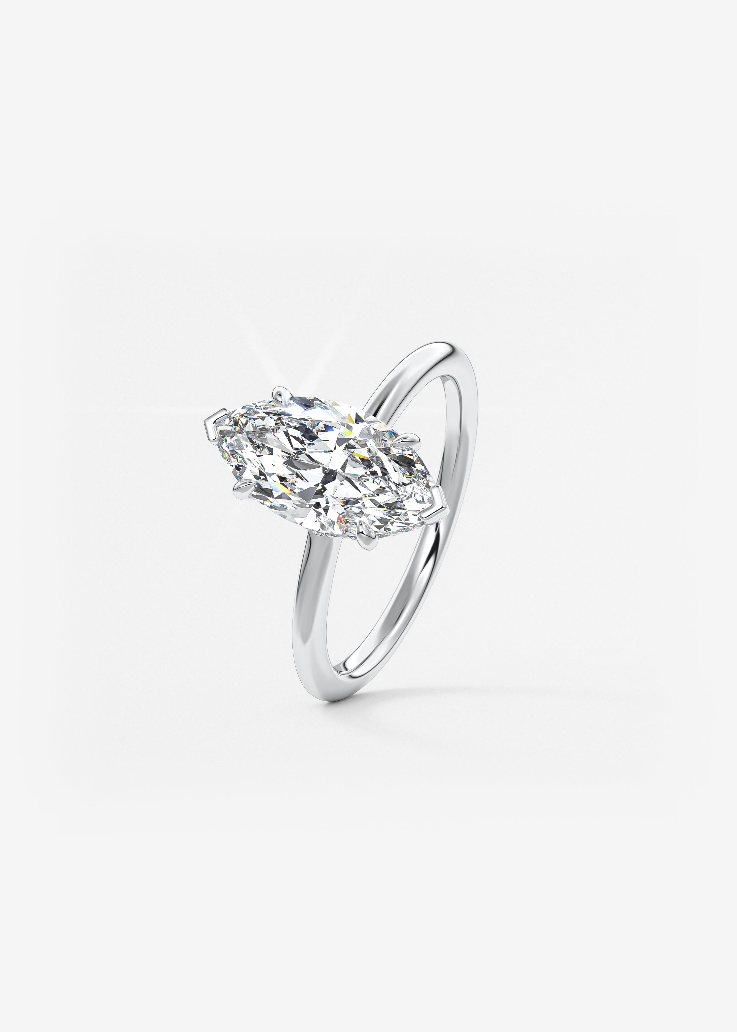 Marquise Hidden Halo Lab Grown Diamond Engagement Ring