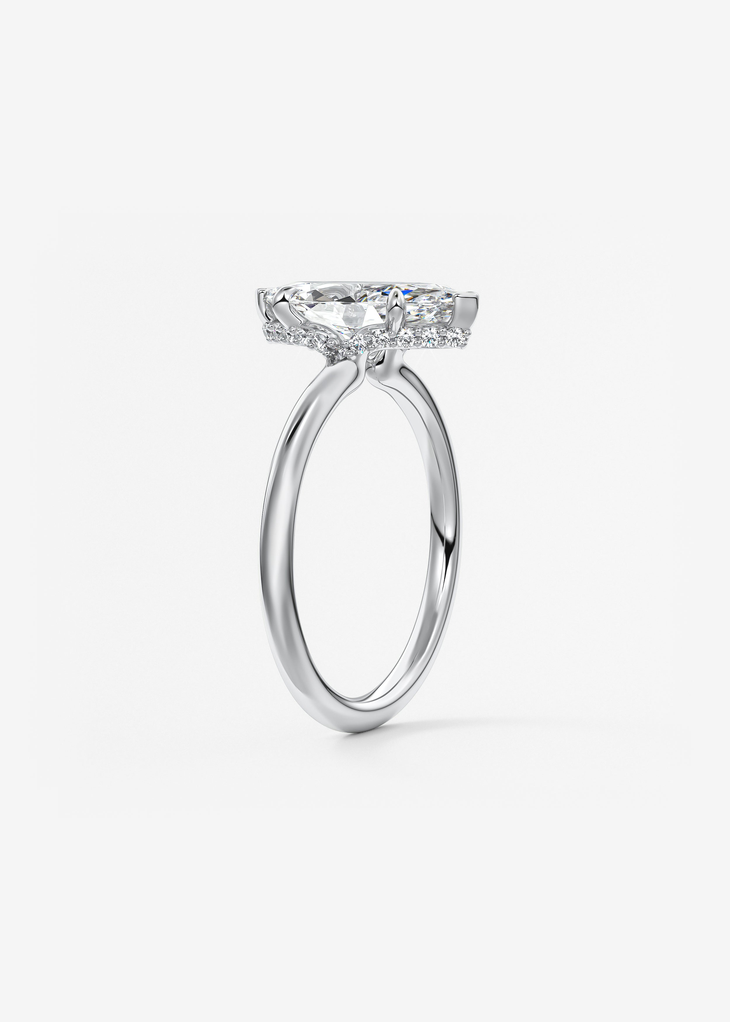 Marquise Hidden Halo Lab Grown Diamond Engagement Ring