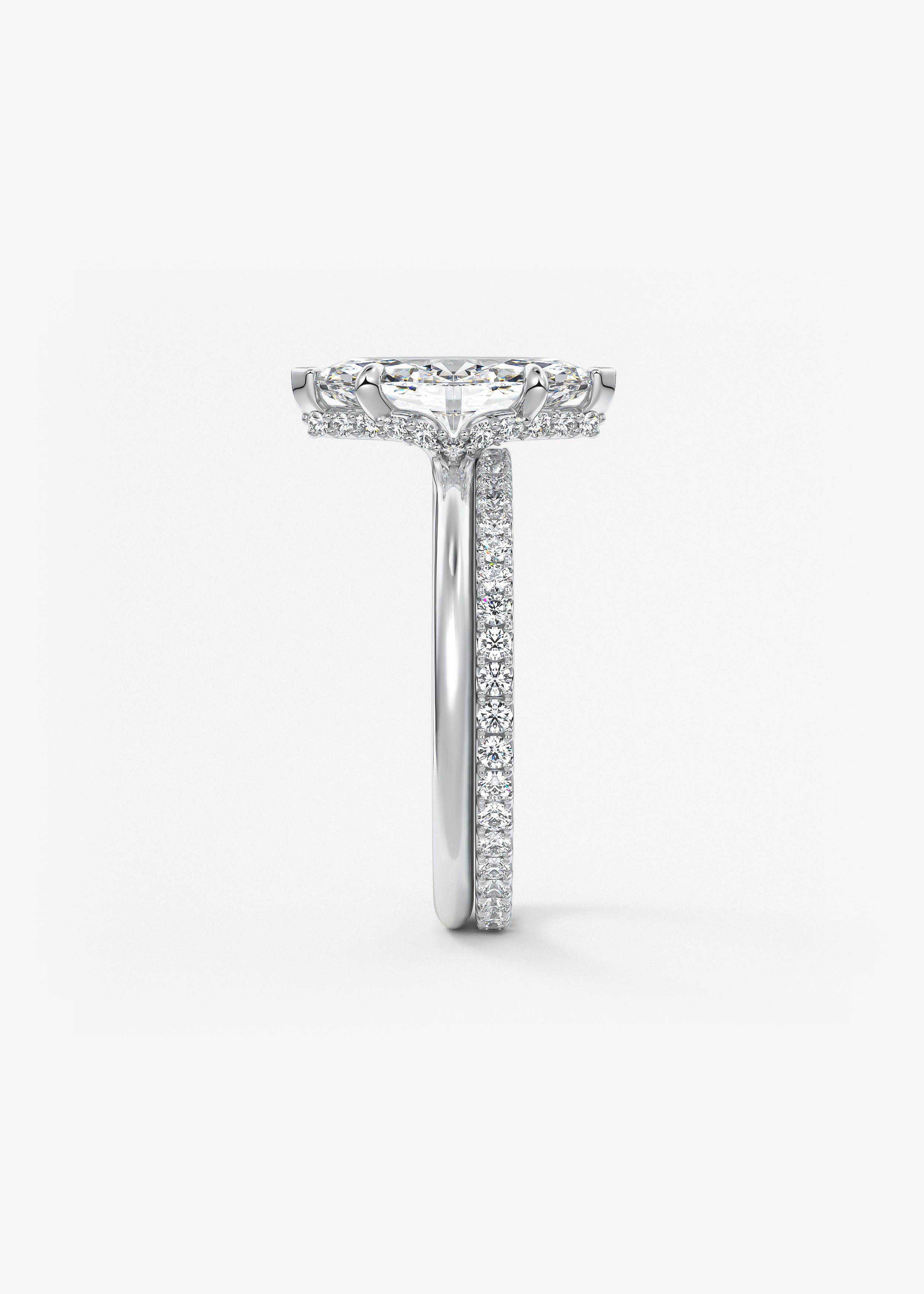 Marquise Hidden Halo Lab Grown Diamond Engagement Ring