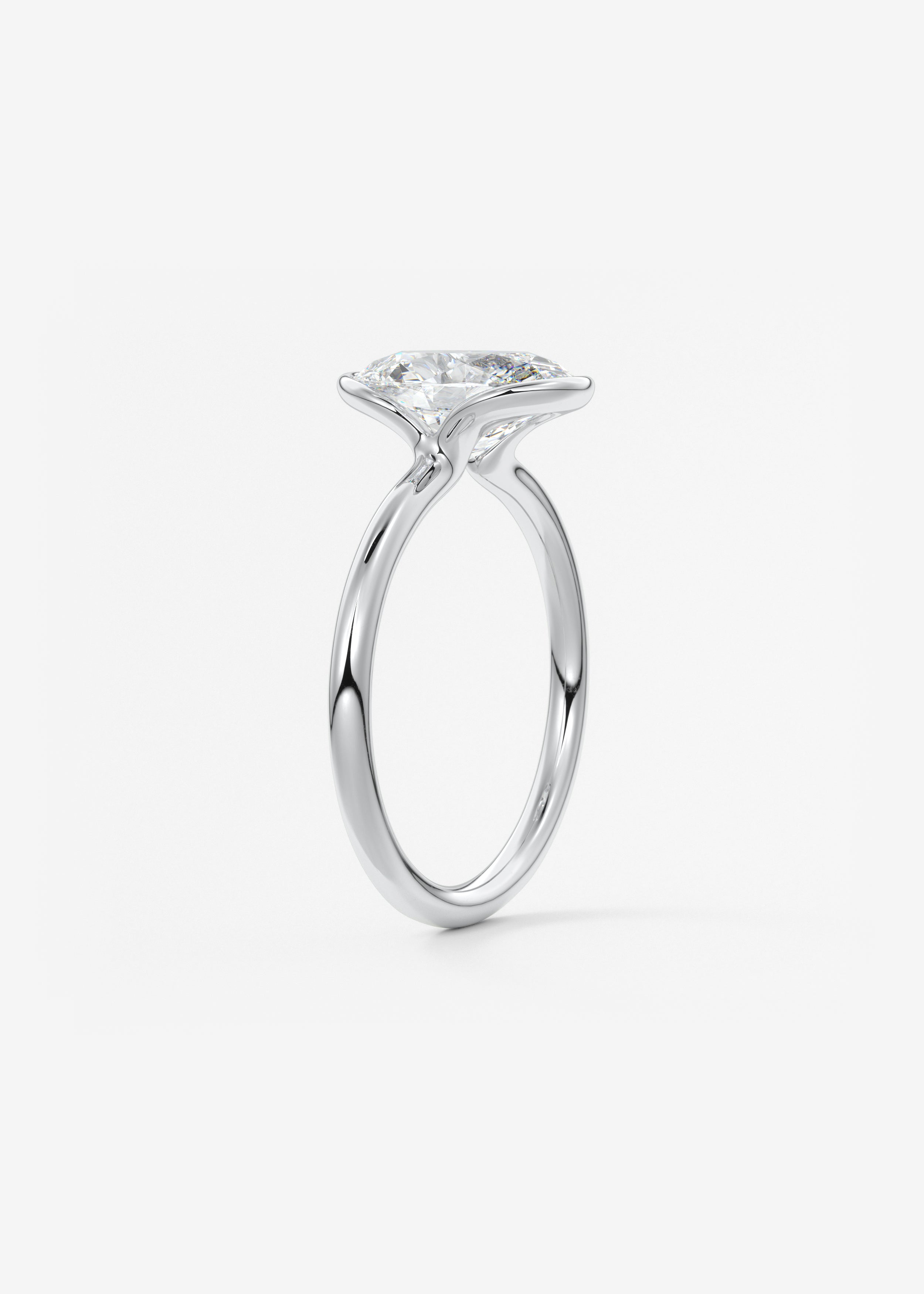 Oval Half Bezel Lab Grown Diamond Engagement Ring