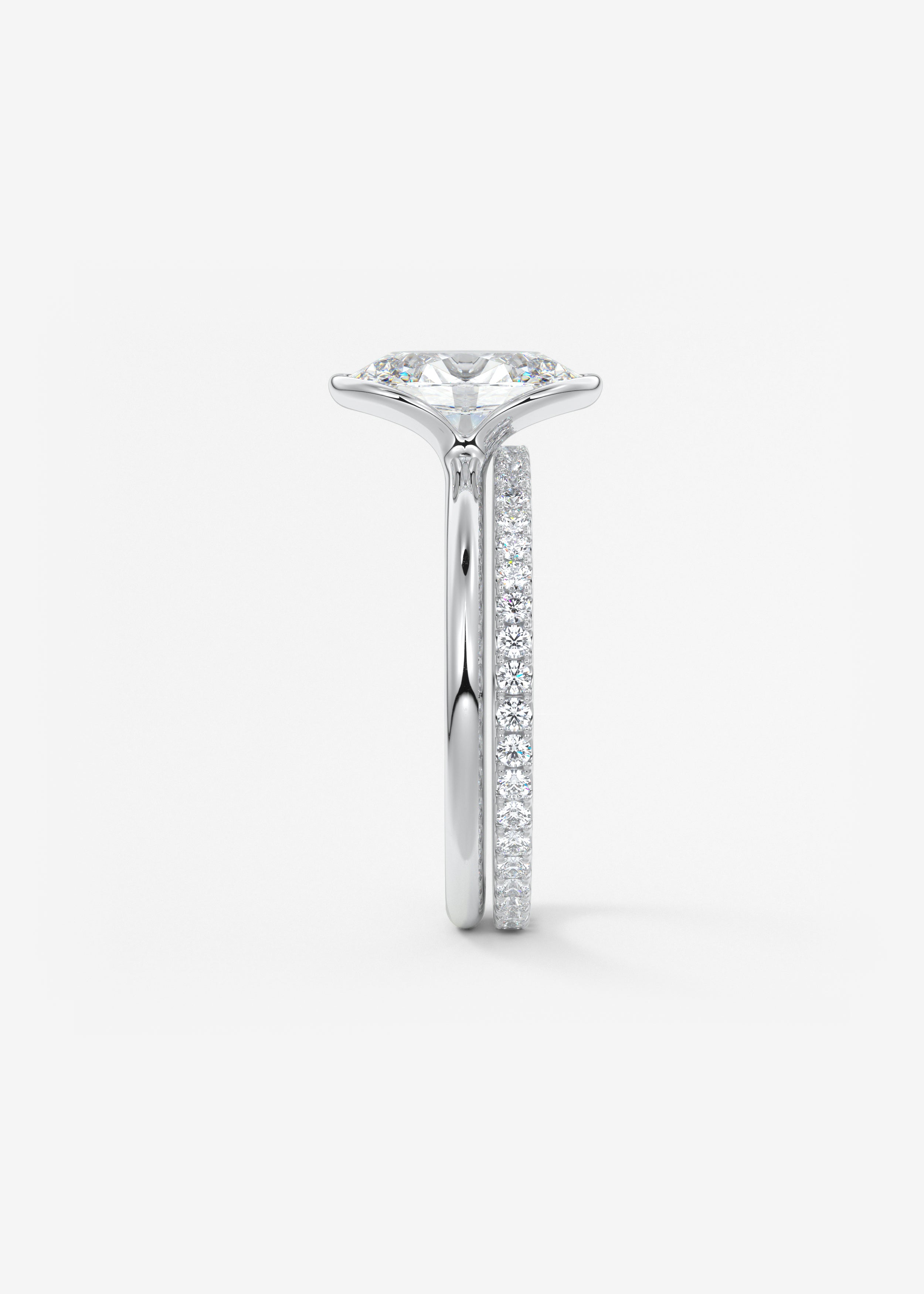 Oval Half Bezel Lab Grown Diamond Engagement Ring