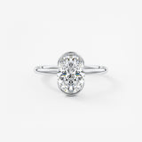 Oval Half Bezel Lab Grown Diamond Engagement Ring