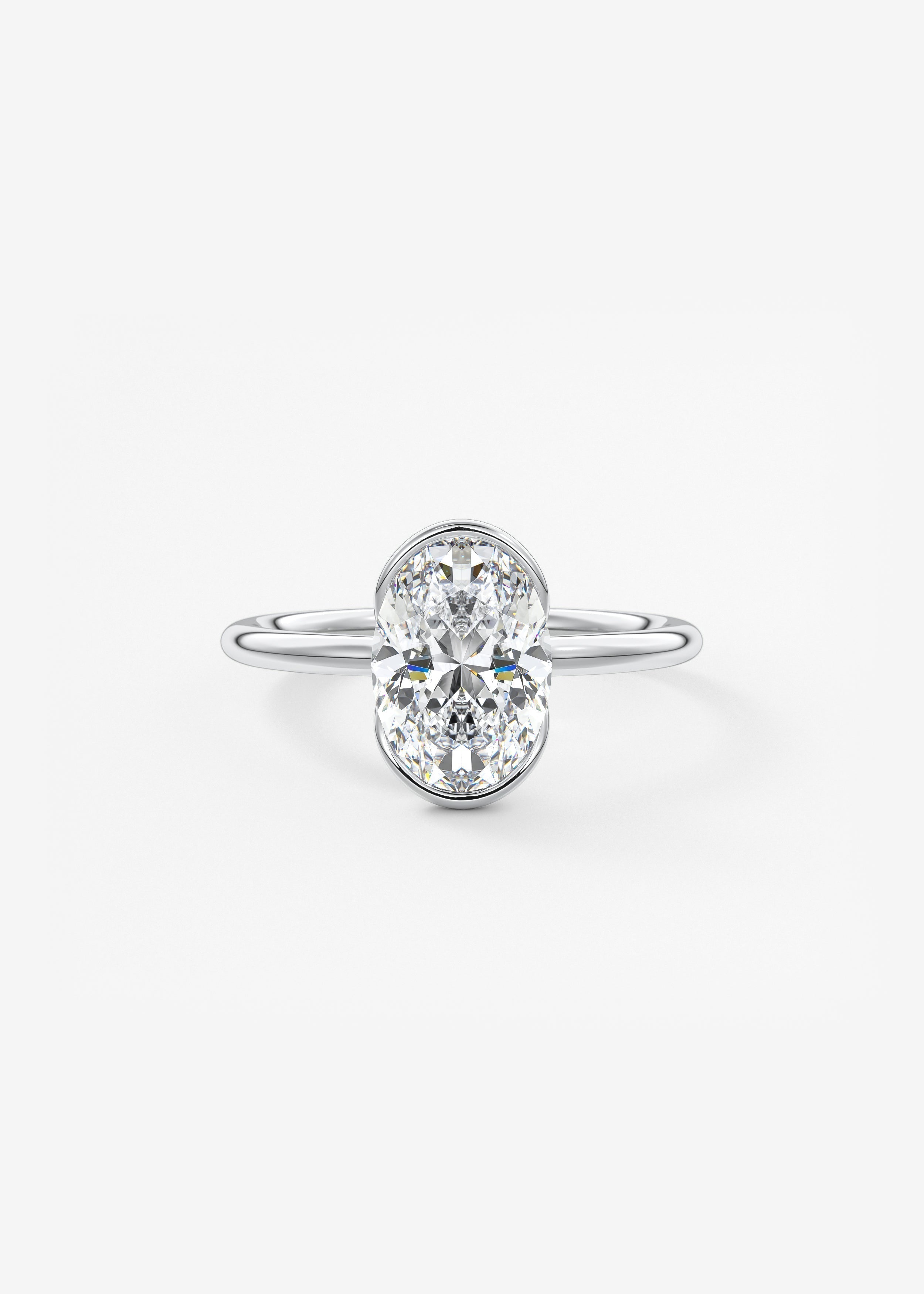 Oval Half Bezel Lab Grown Diamond Engagement Ring