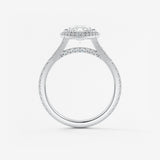 Pear Halo & Pave , Split Shank Lab Grown Diamond Engagement Ring